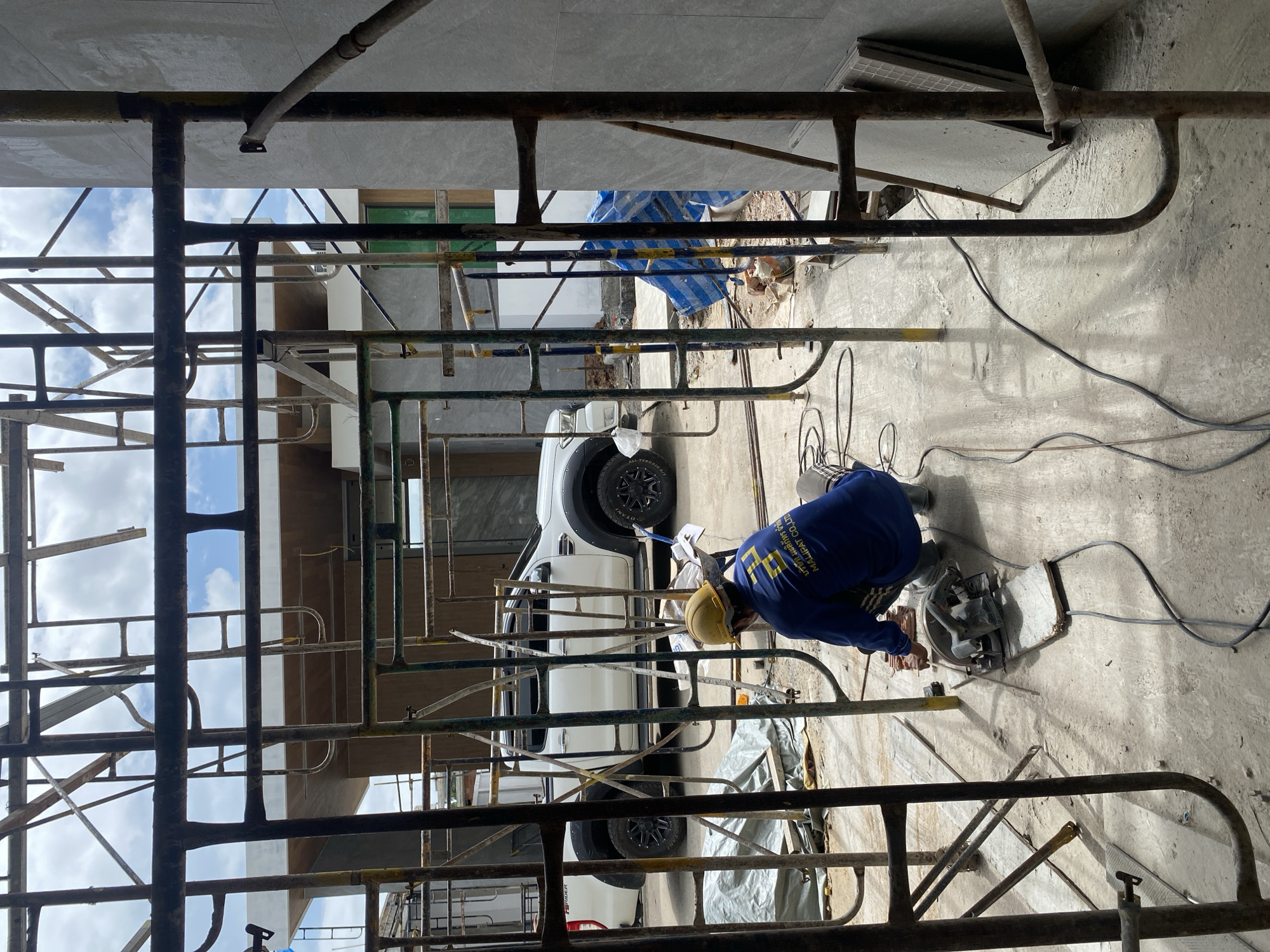 Early morning construction work continues in Choeng Thale, Thailand