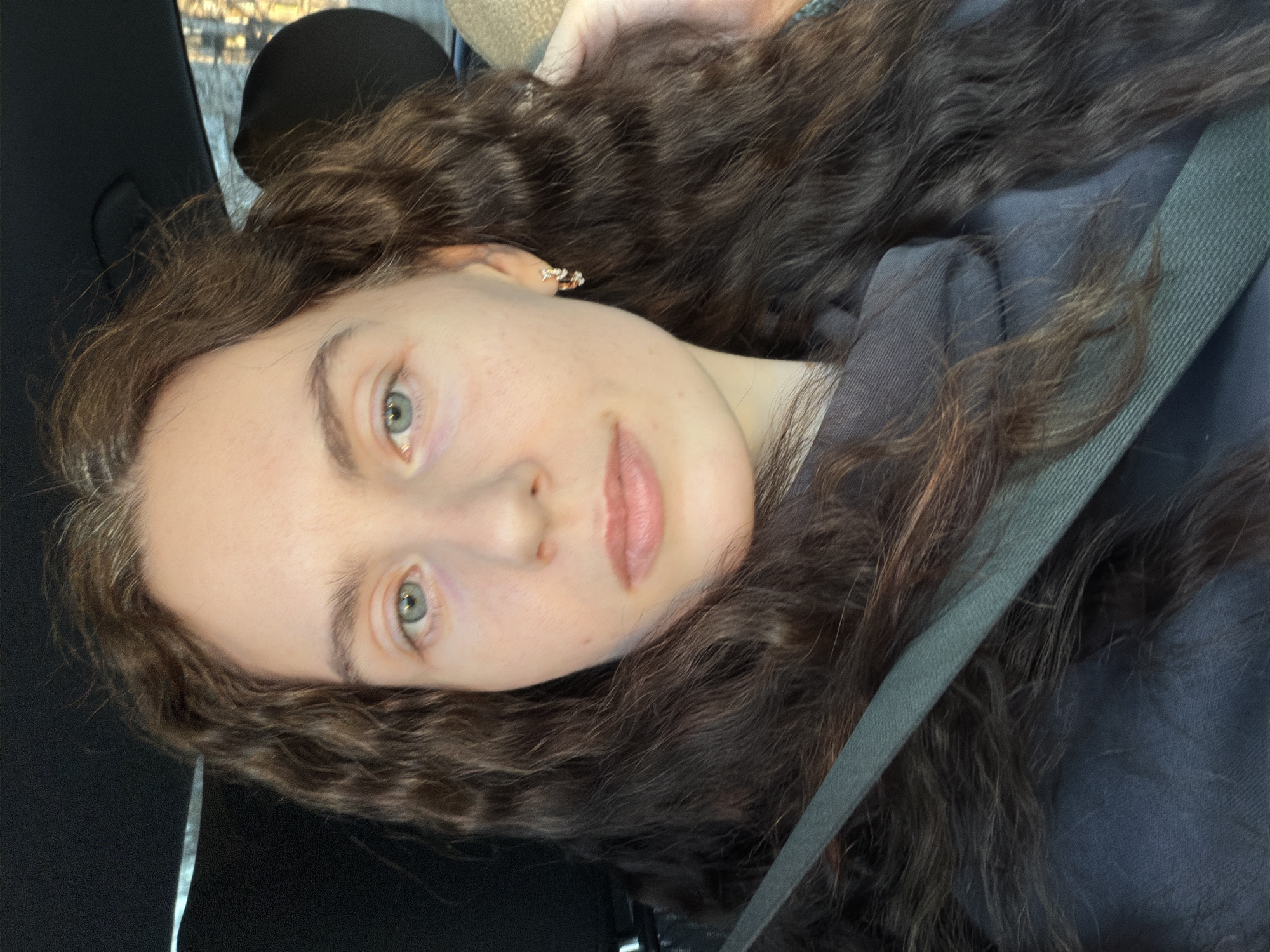 Woman photographed in car in Saint Petersburg