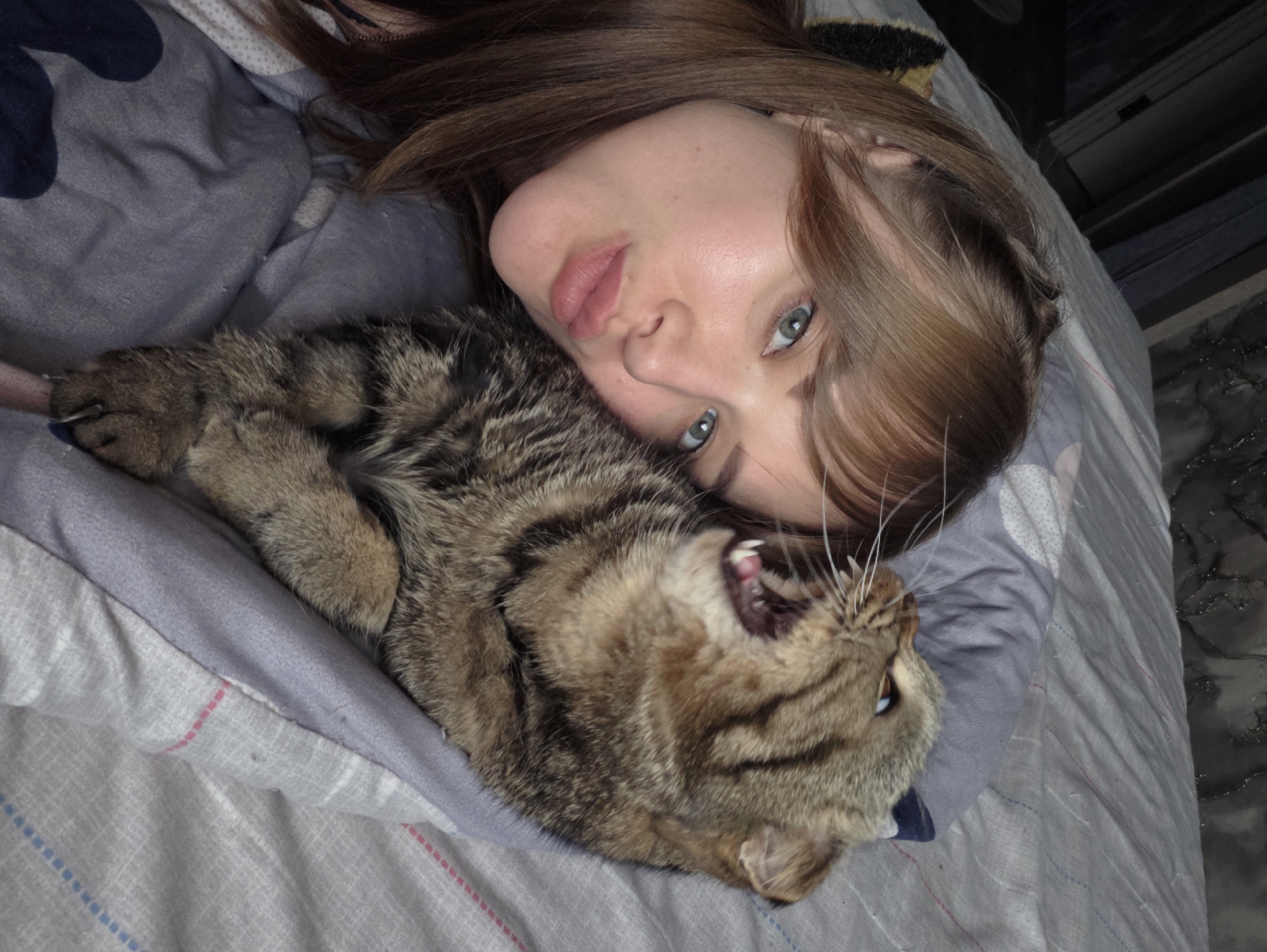 Lazy morning in Chaikovsky — cats, a selfie, and a horse