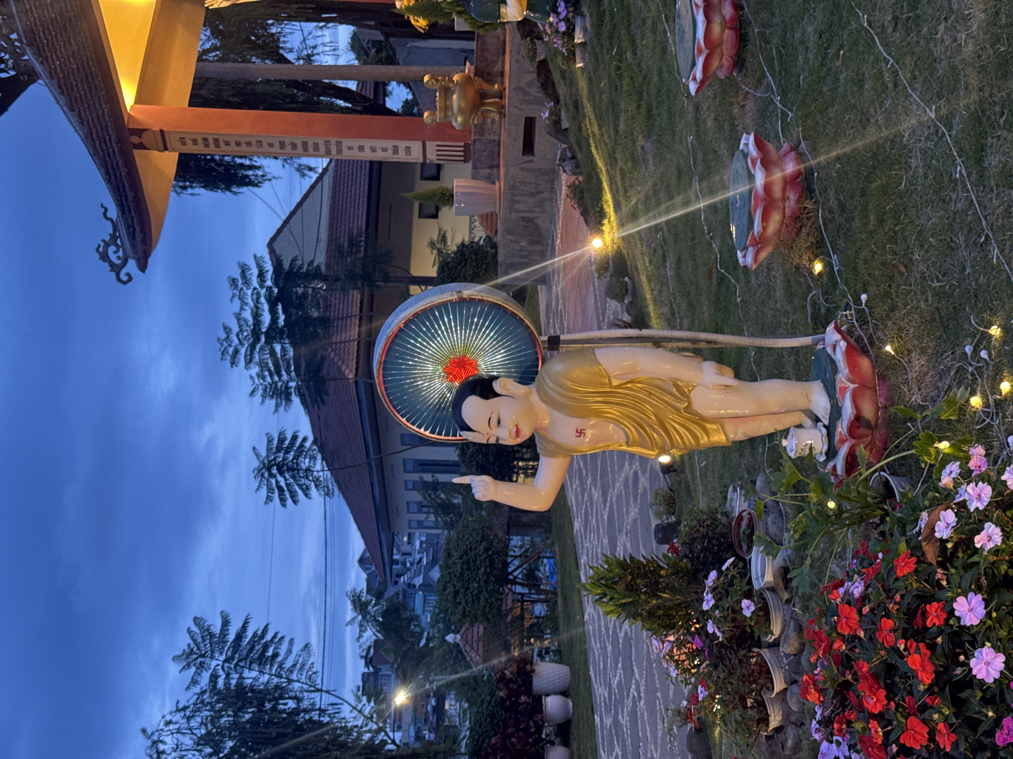 Evening Buddhist temple scenes documented across Da Lat Vietnam