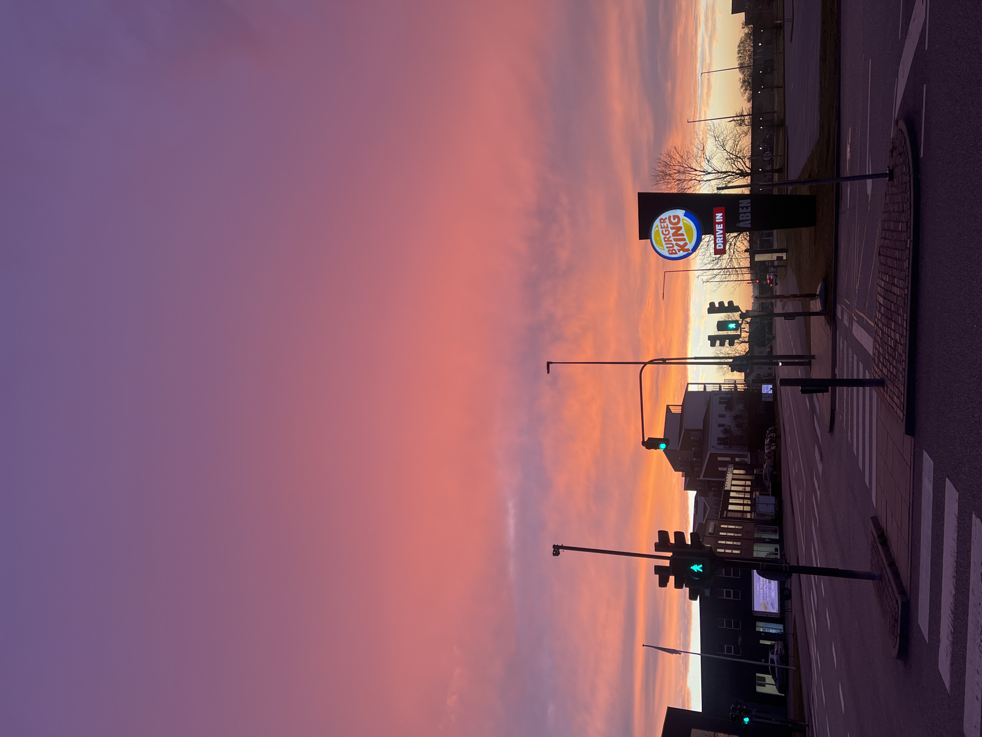 Dusk scene captured at Aalborg Burger King location