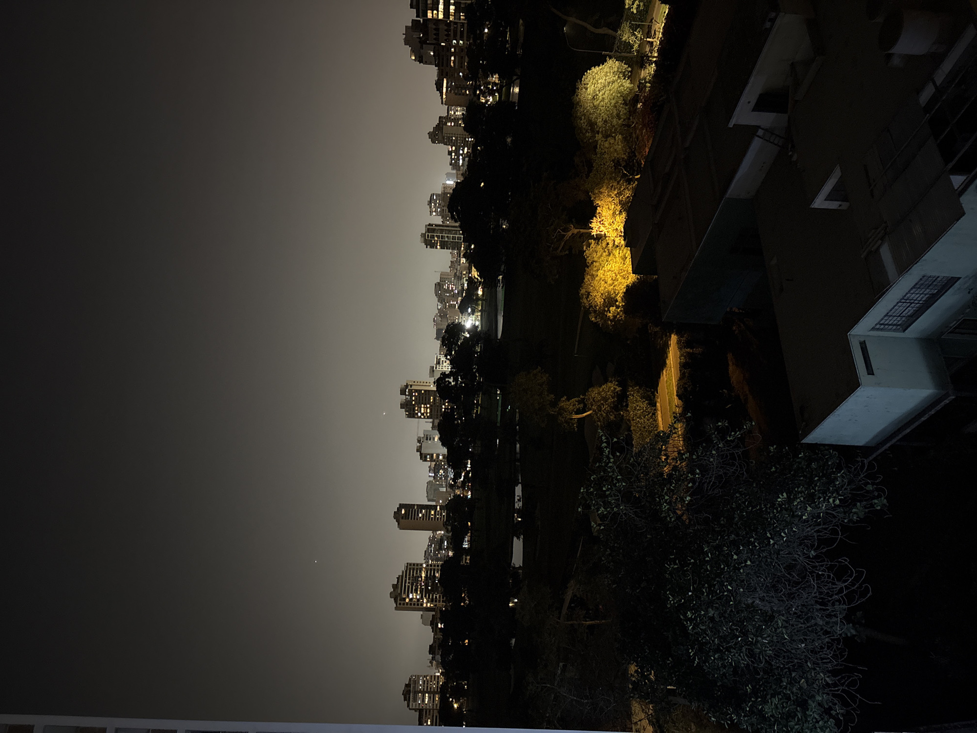 Nighttime urban views captured from high vantage point in San Isidro