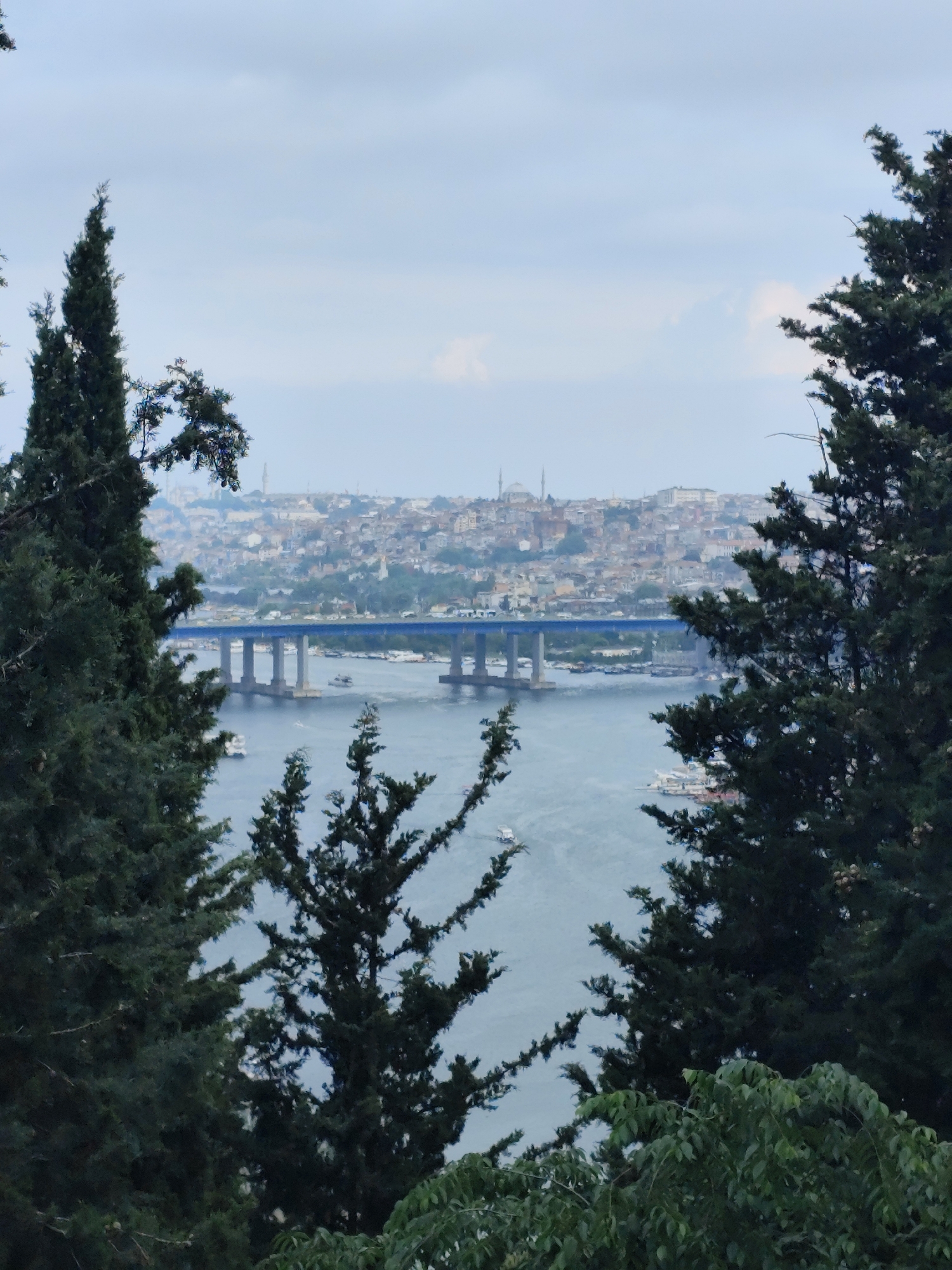 Tourist visits Pierre Loti Hill cafe and cable car in Istanbul