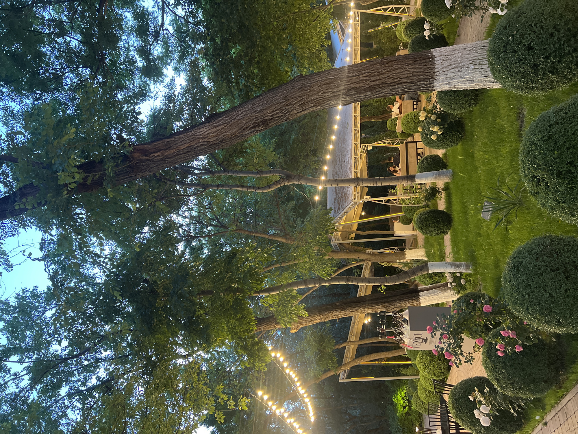 Evening dining scene captured at Yerevan restaurant during twilight