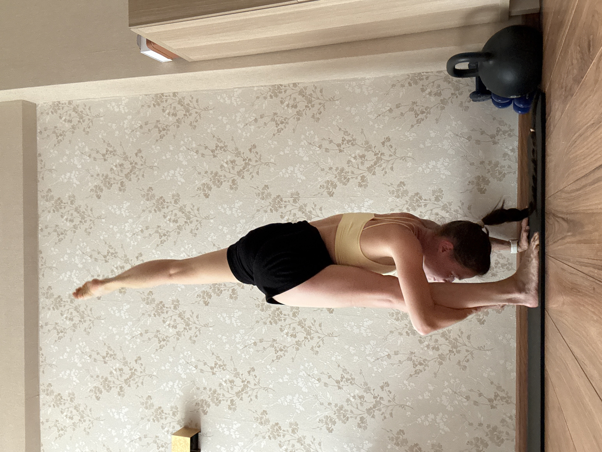 Home yoga and cardio session in a Riga apartment