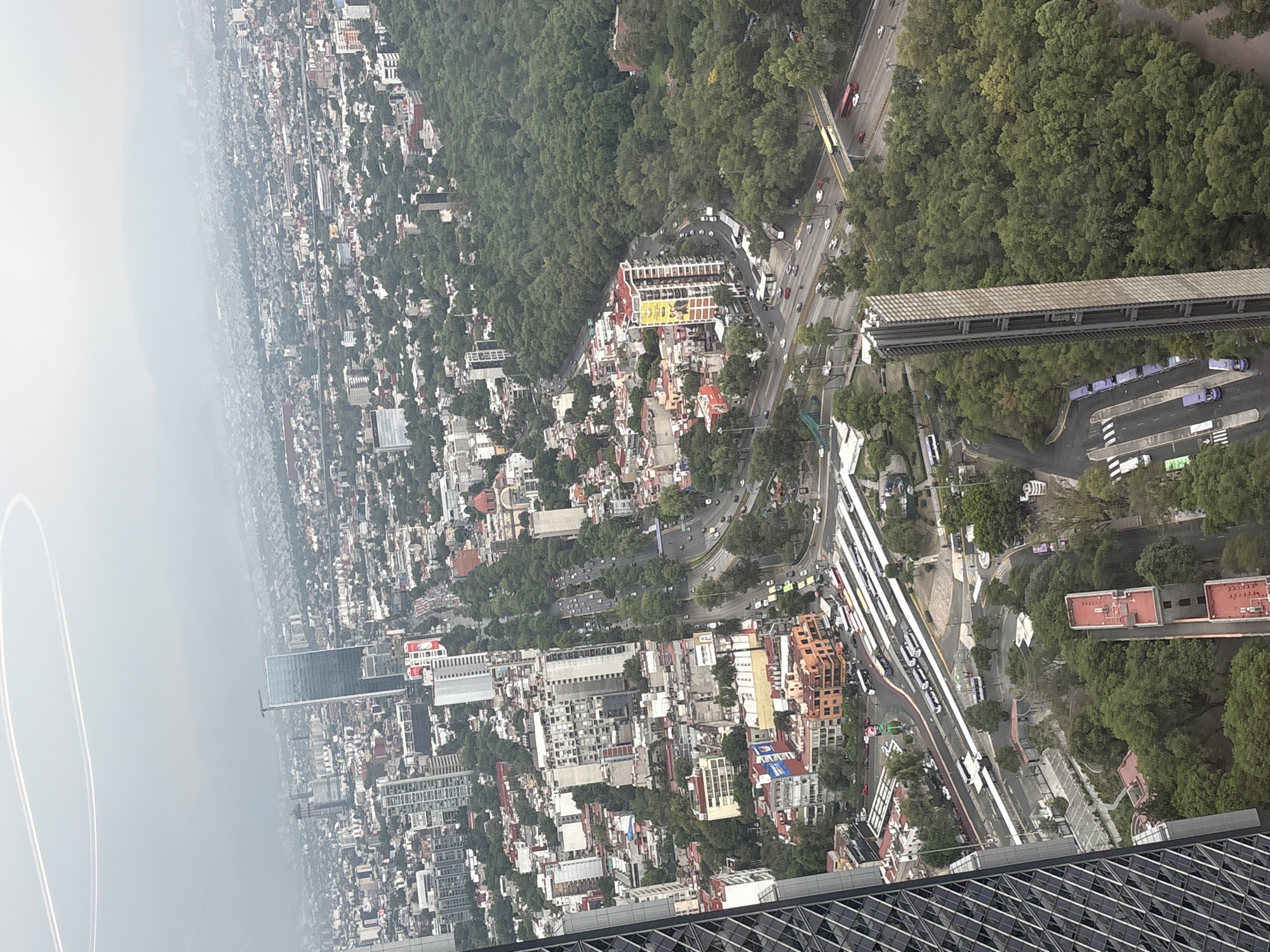 Aerial views captured of Mexico City urban landscape from high-rise