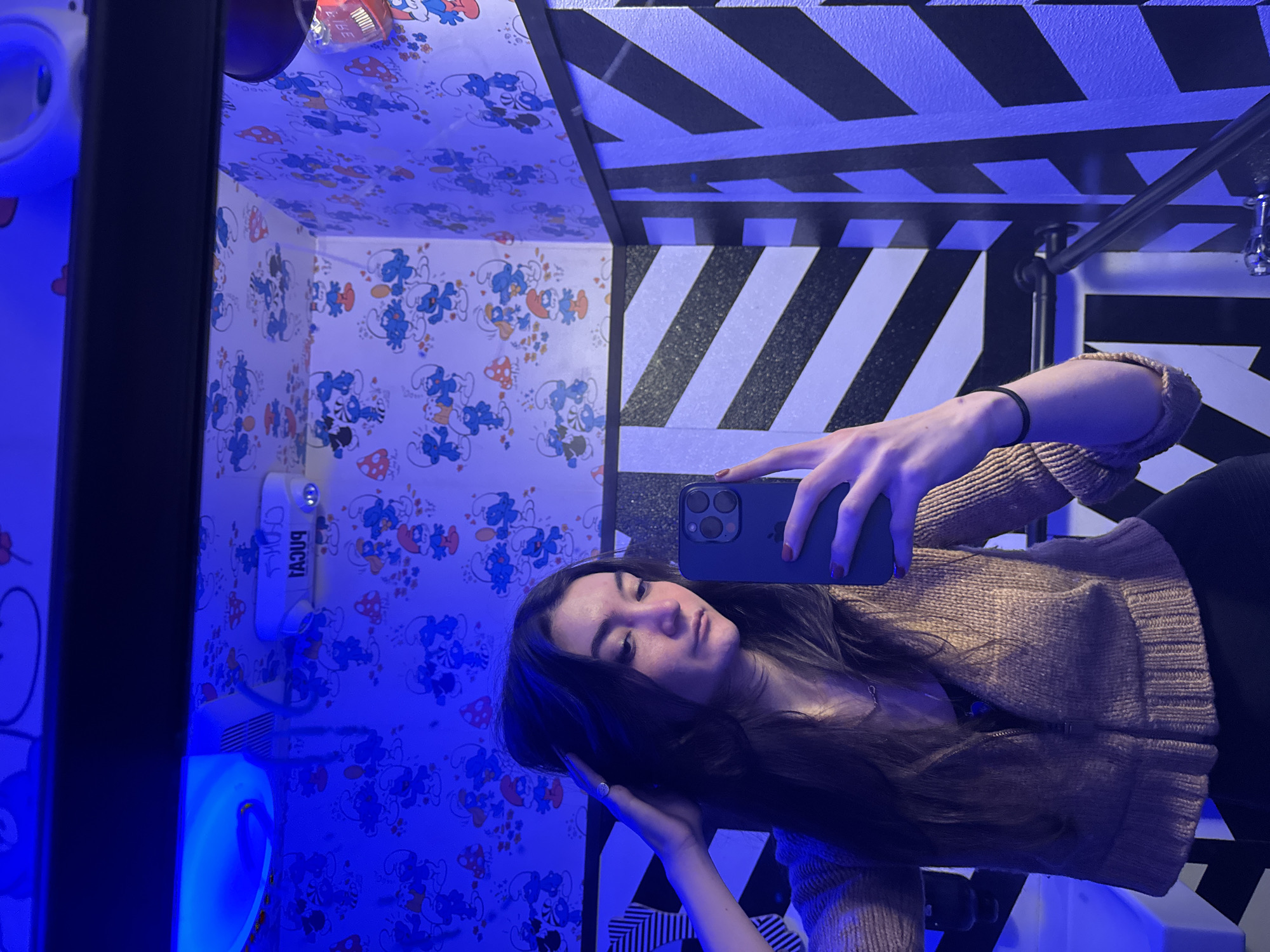 Late night dining and selfies captured at NYC restaurant