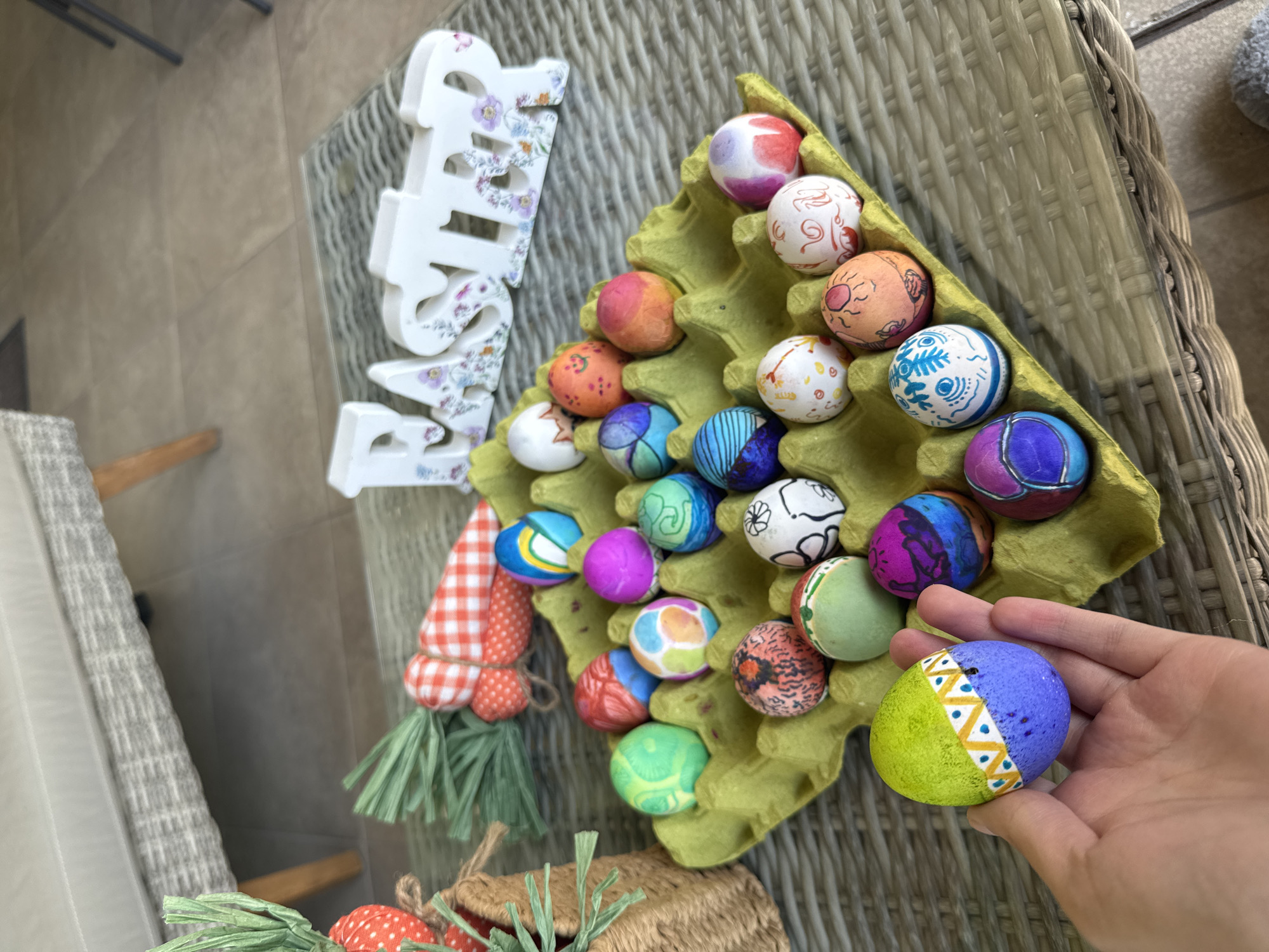 Easter egg collection displayed in San Bernardino Tlaxcalancingo