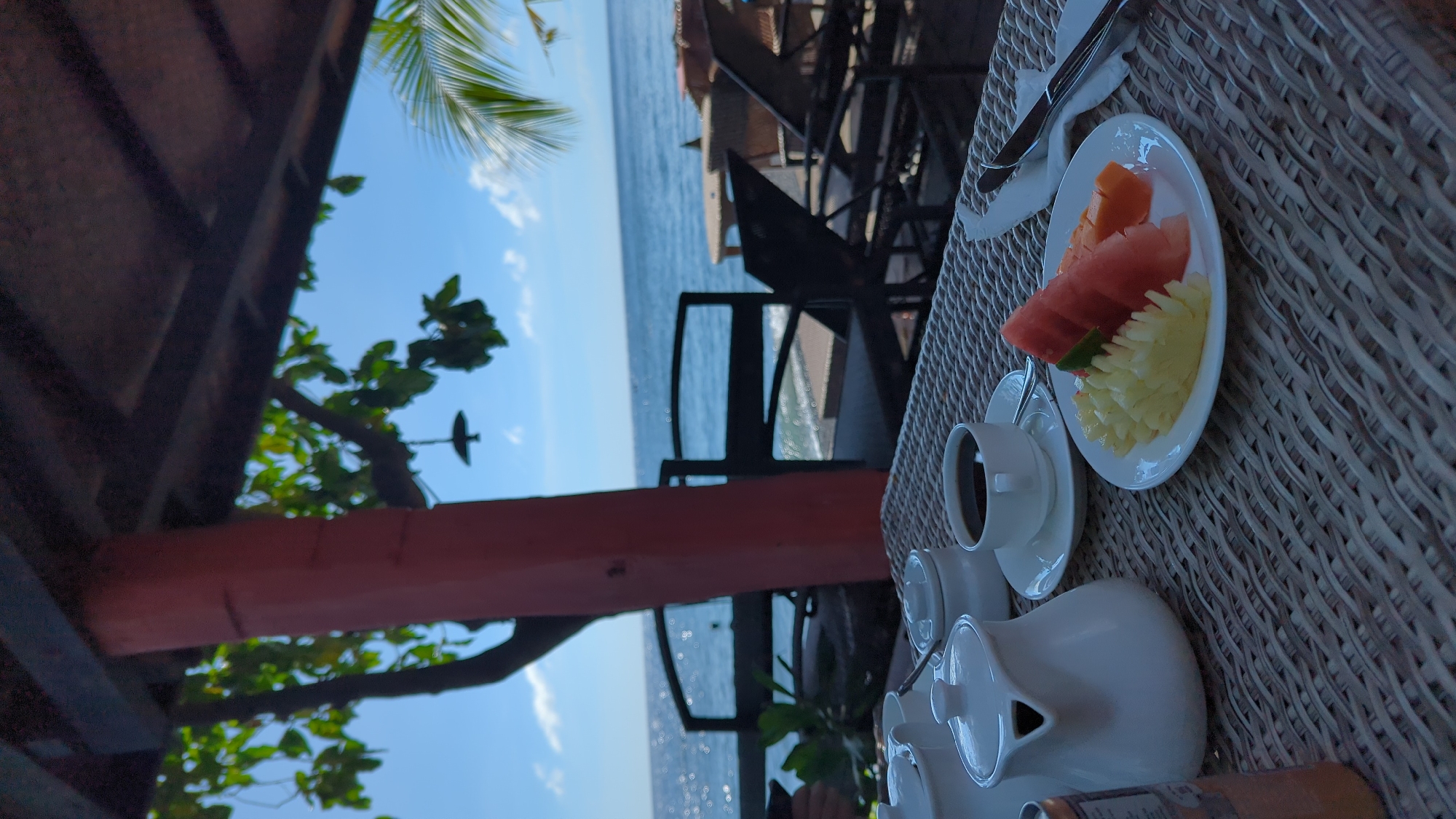 Seaside breakfast captured in Abang, Indonesia