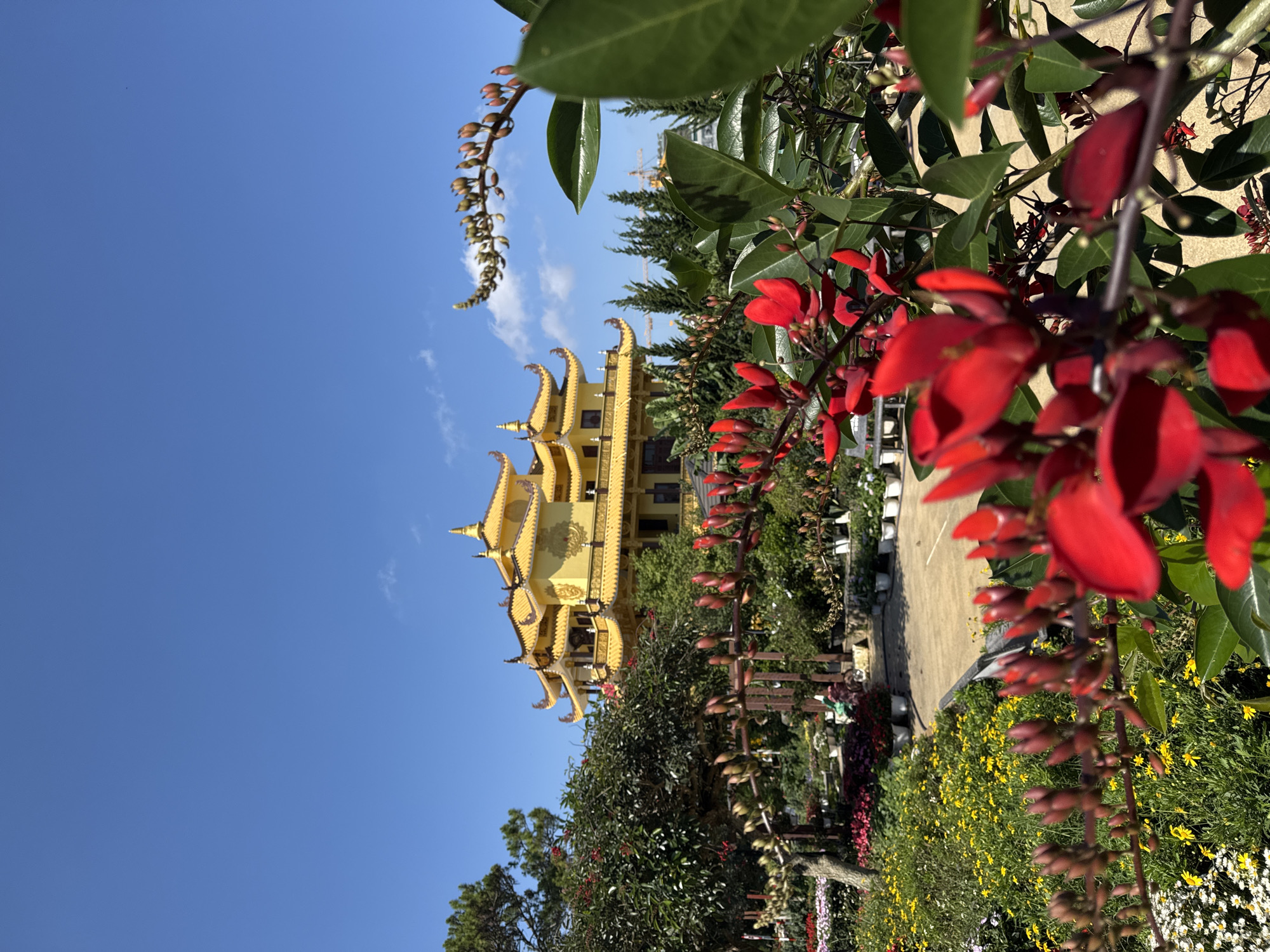 Golden temple monastery documented in Da Lat, Vietnam