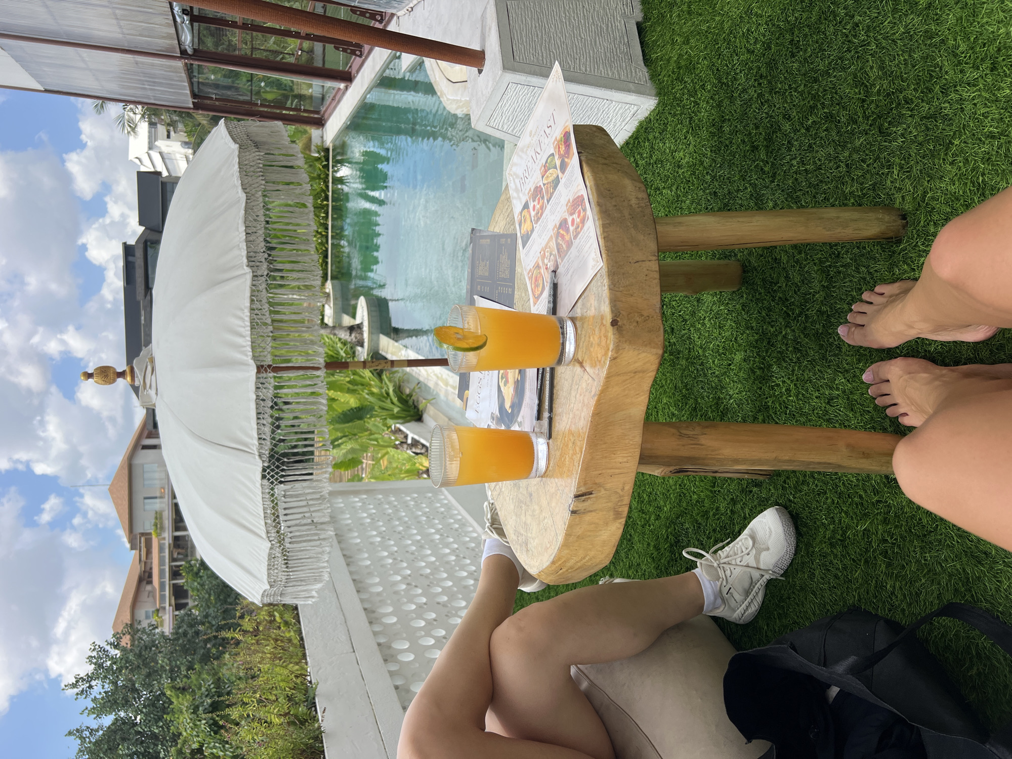 Poolside breakfast spread in Mengwi, Bali