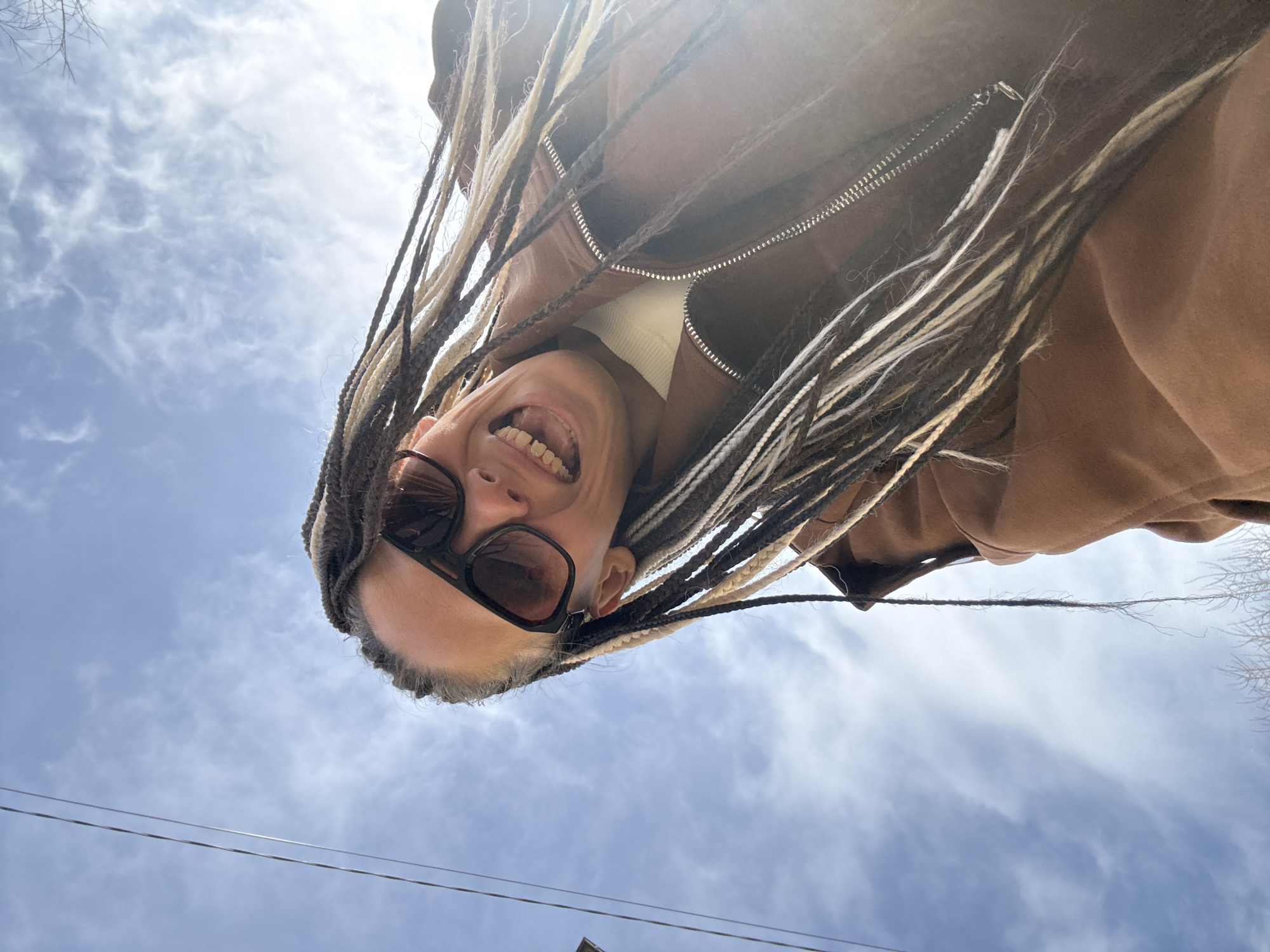 Person photographed from below in Rusanovo, Russia