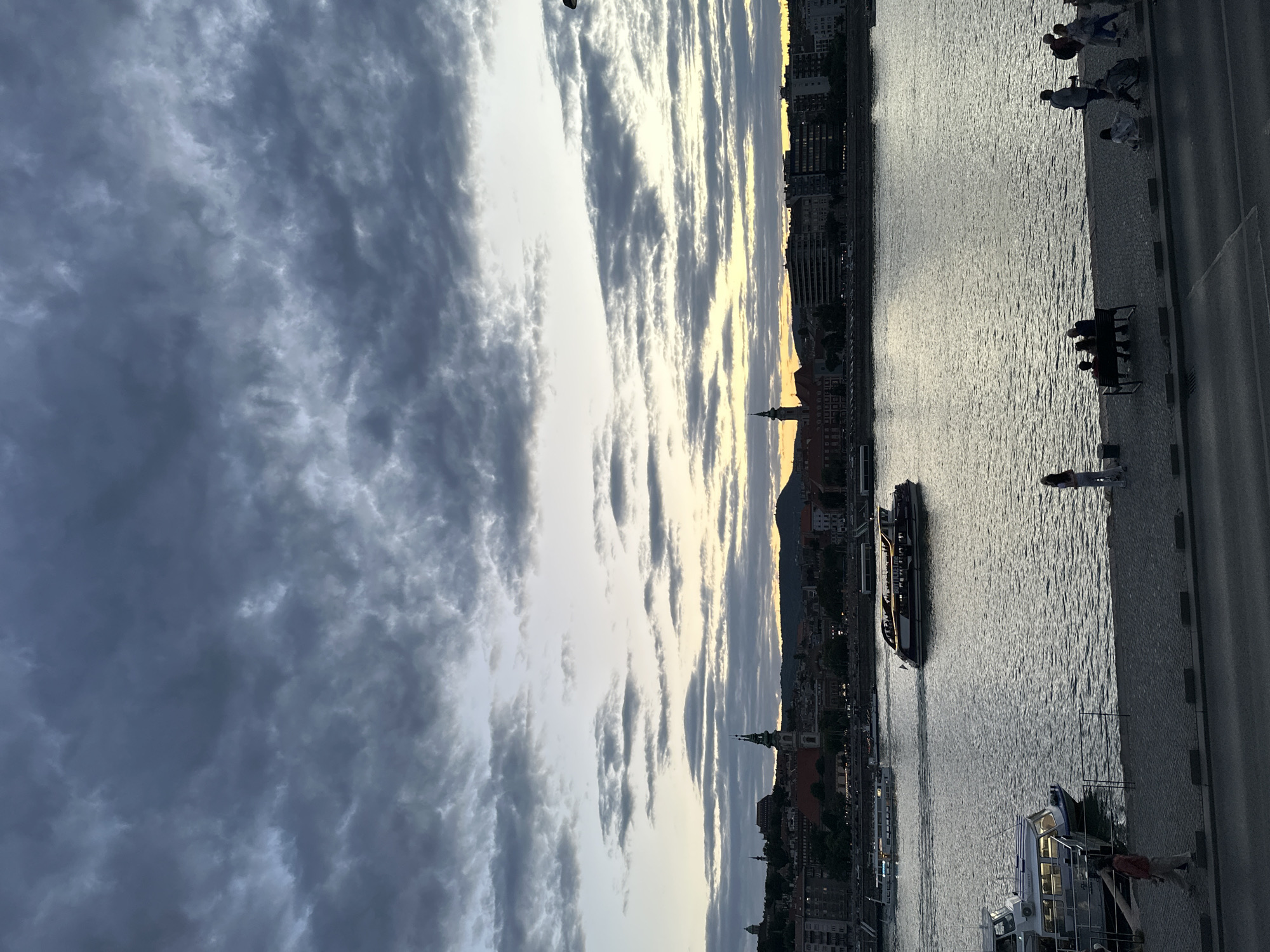 Cloudy sunset over the Budapest waterfront