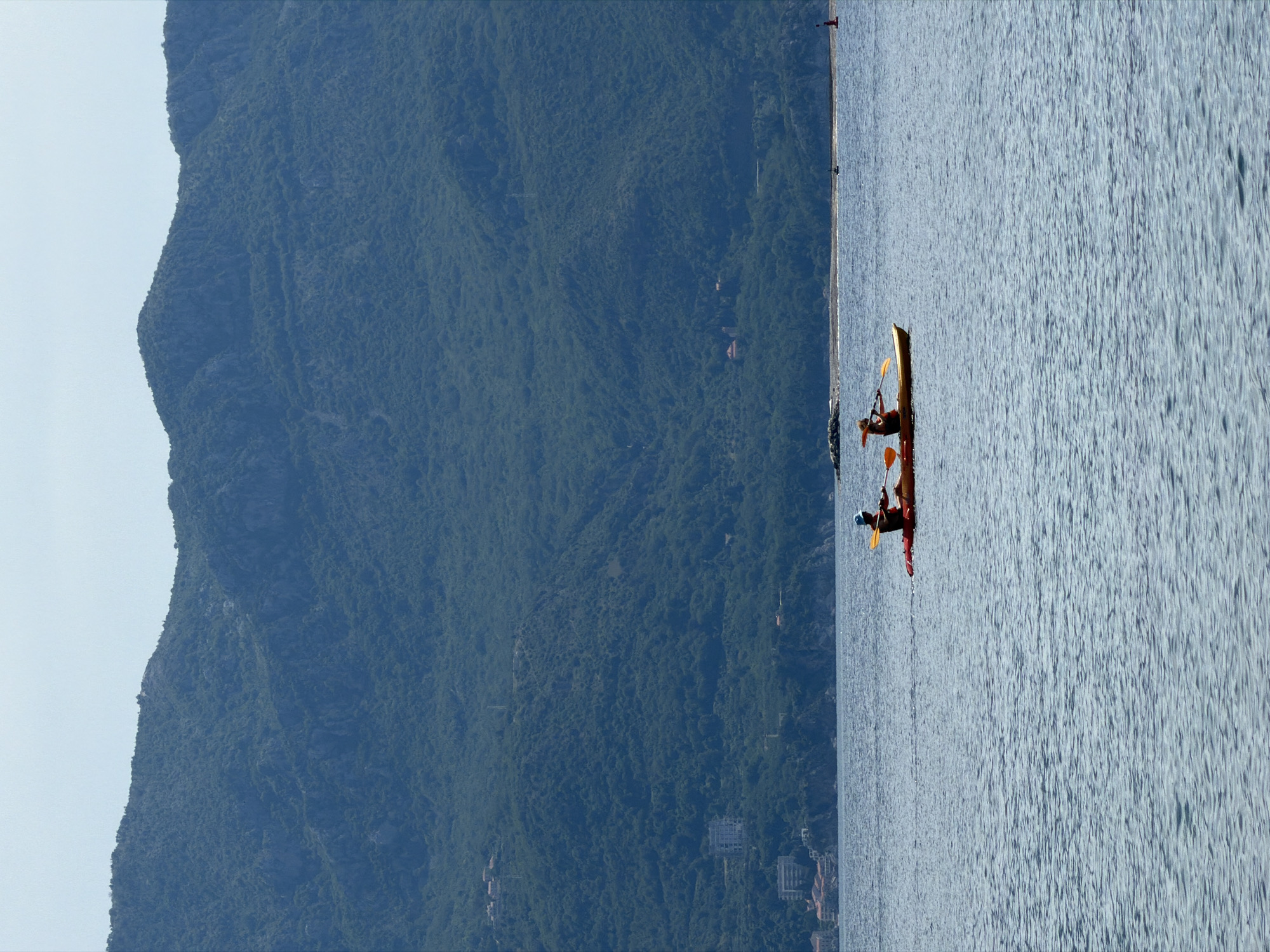 Morning beach activities observed along Budva's Adriatic coastline