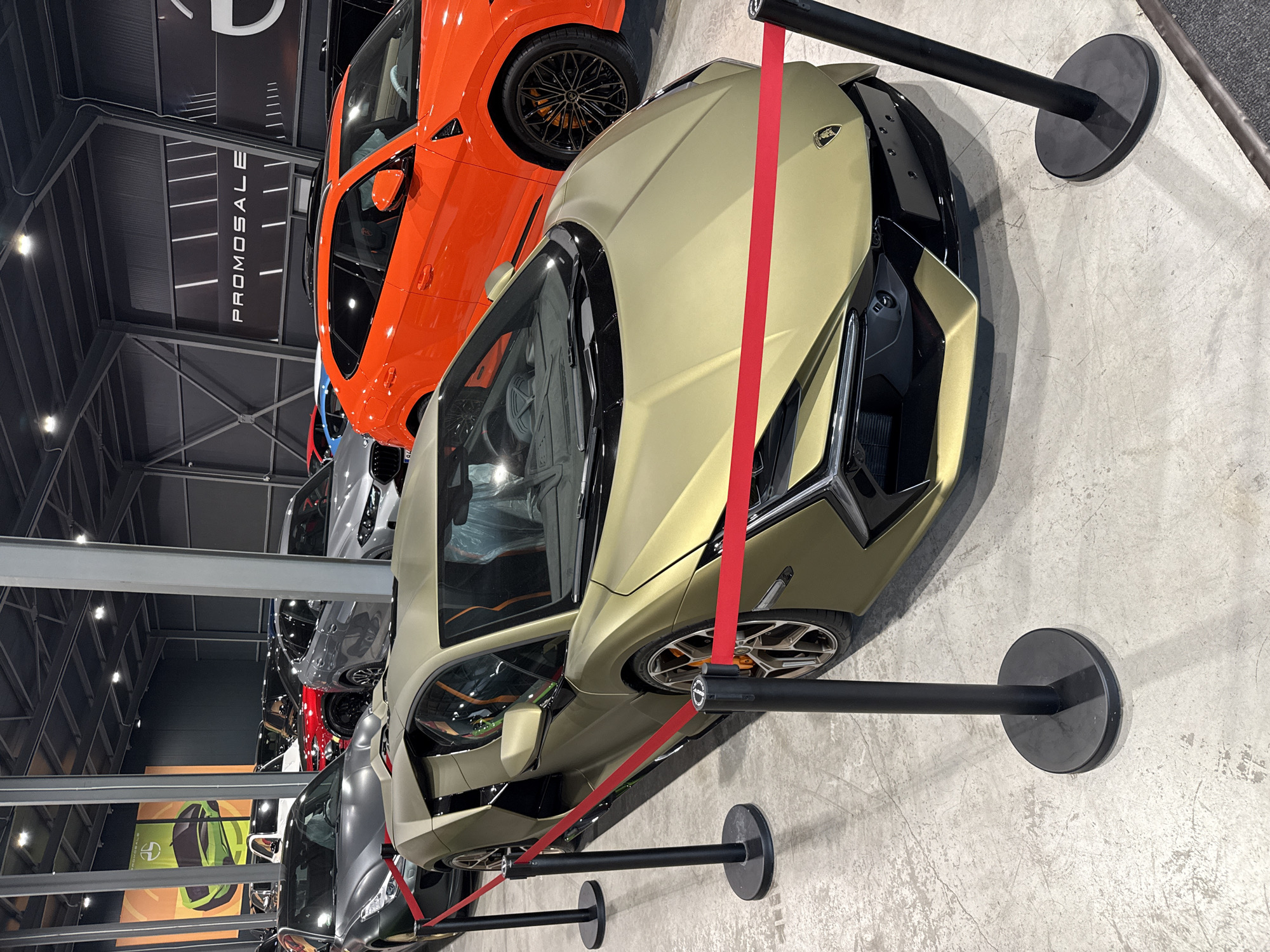 Exotic car showroom in Plovdiv full of gift-wrapped luxury vehicles
