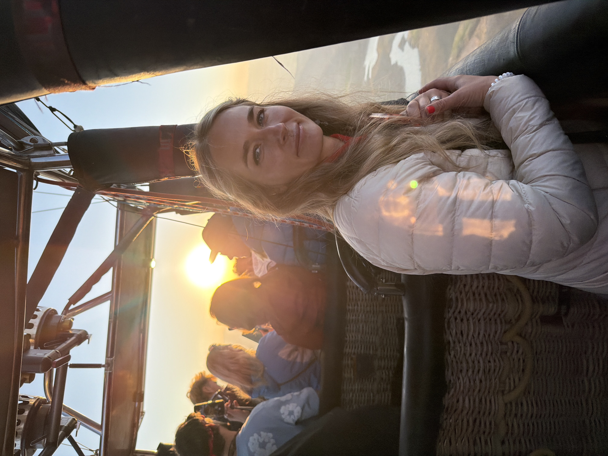Woman enjoys sunrise hot air balloon ride in Turkey