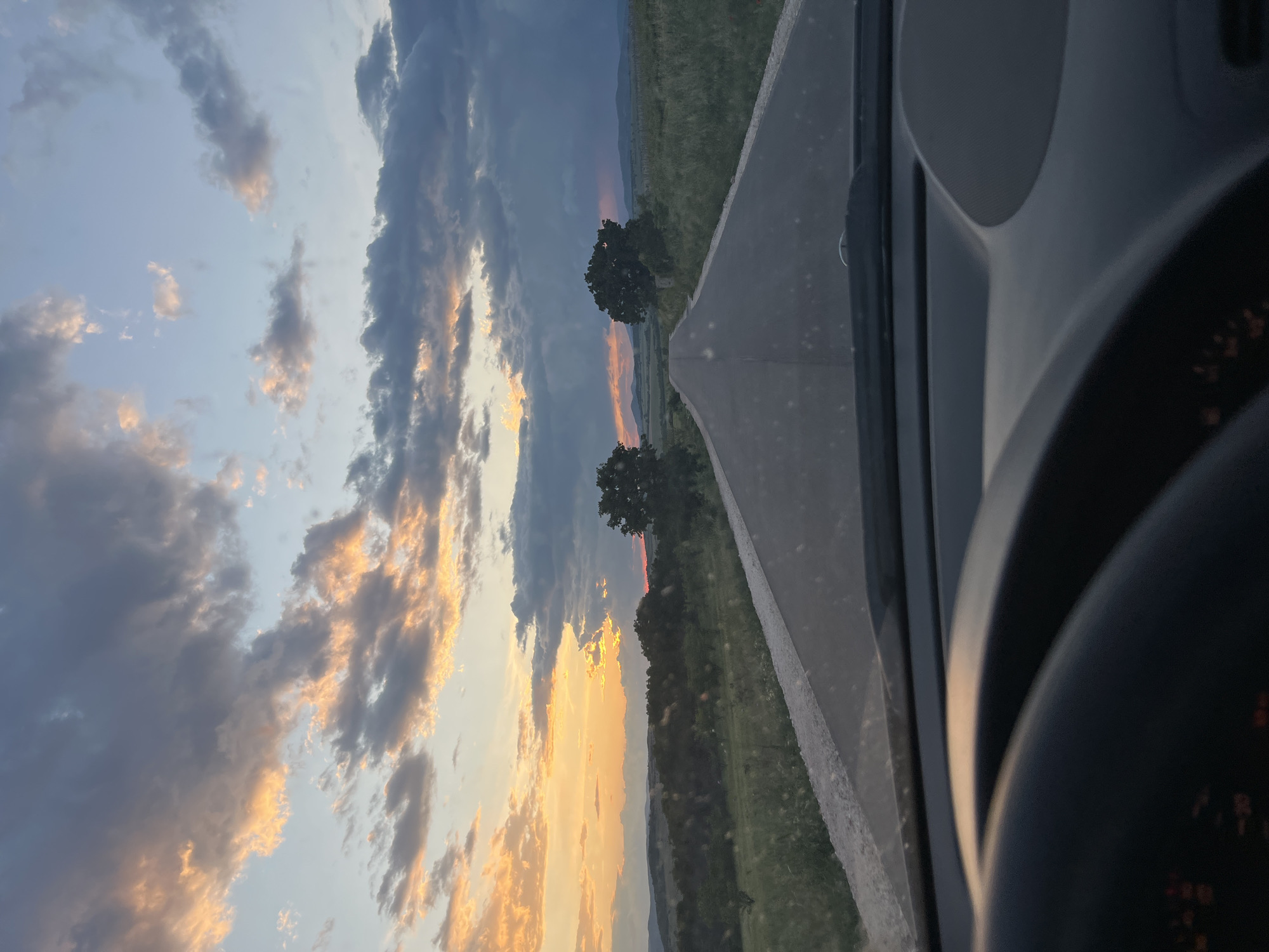 Driver captures rural road scene near Smilets, Bulgaria