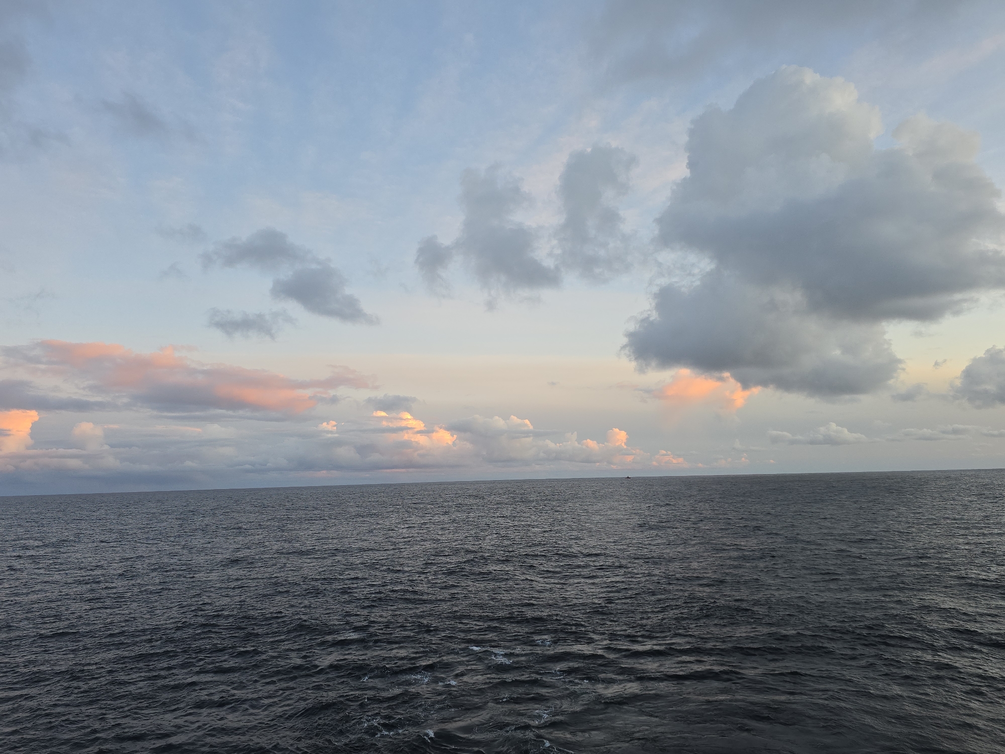Dramatic seascape captured under moody evening sky