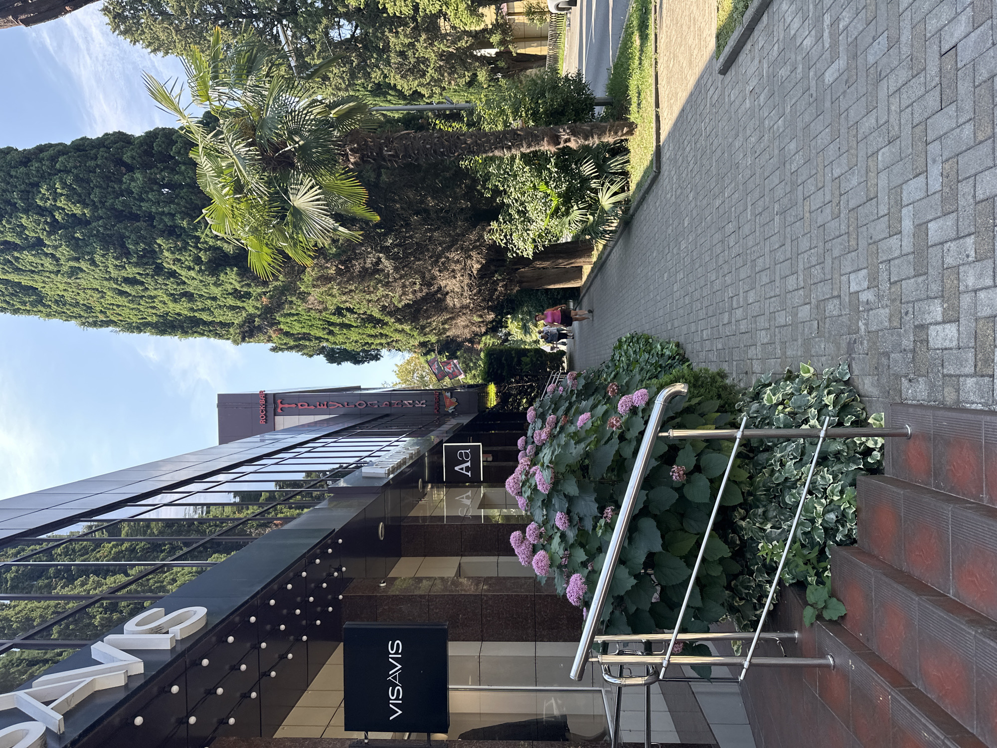 Strolling Sochi's green residential streets on a summer morning