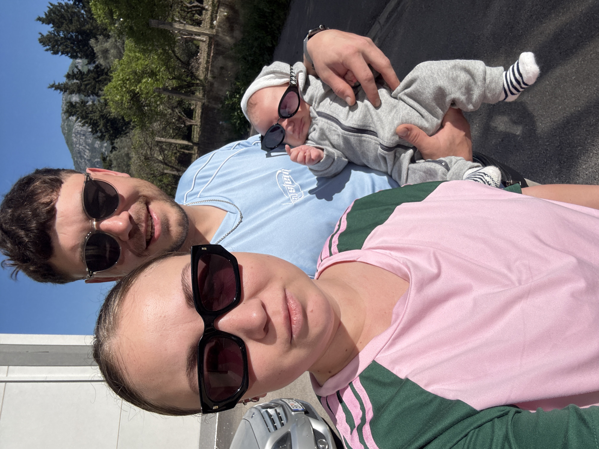Family takes morning photos around Bar, Montenegro