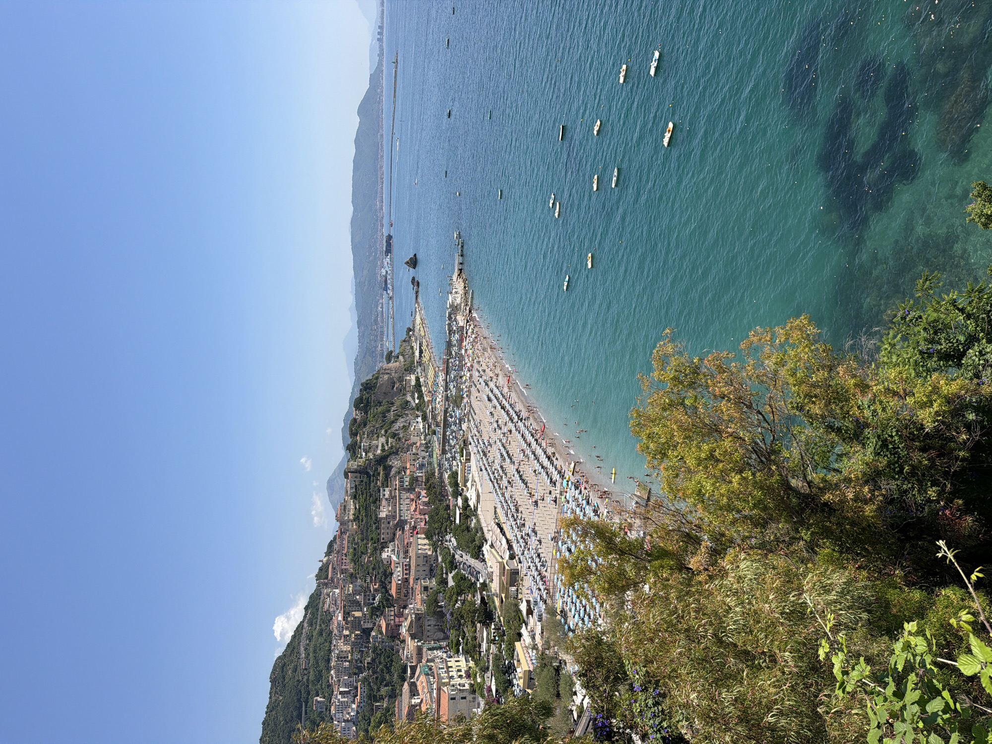 Crowded beach scene captured in Vietri sul Mare, Italy