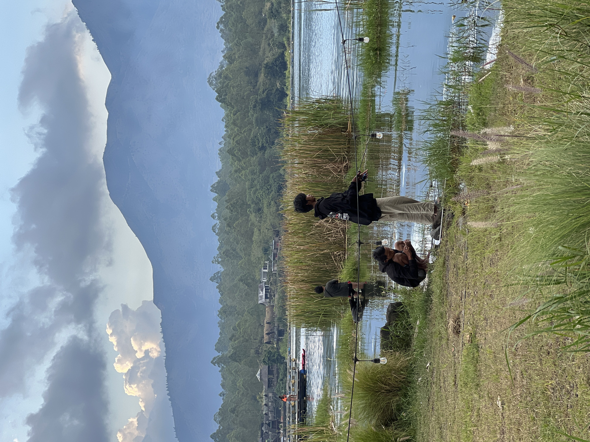 Morning fishing activity observed at Kintamani lake, Indonesia