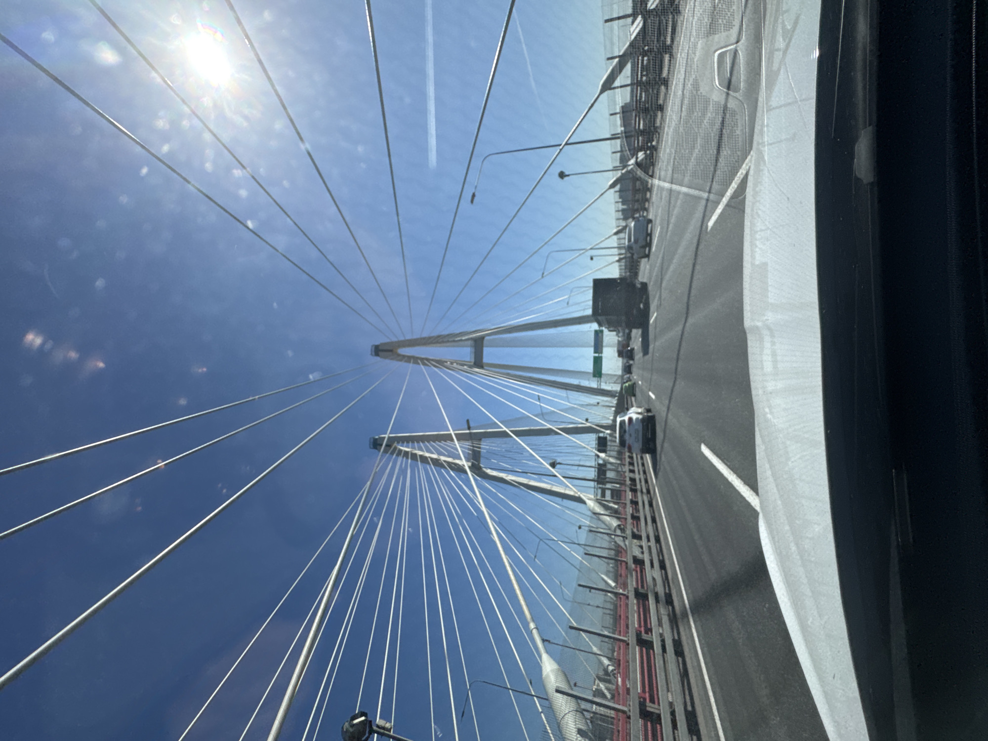 Clear morning drive across Saint Petersburg's Big Obukhovsky Bridge