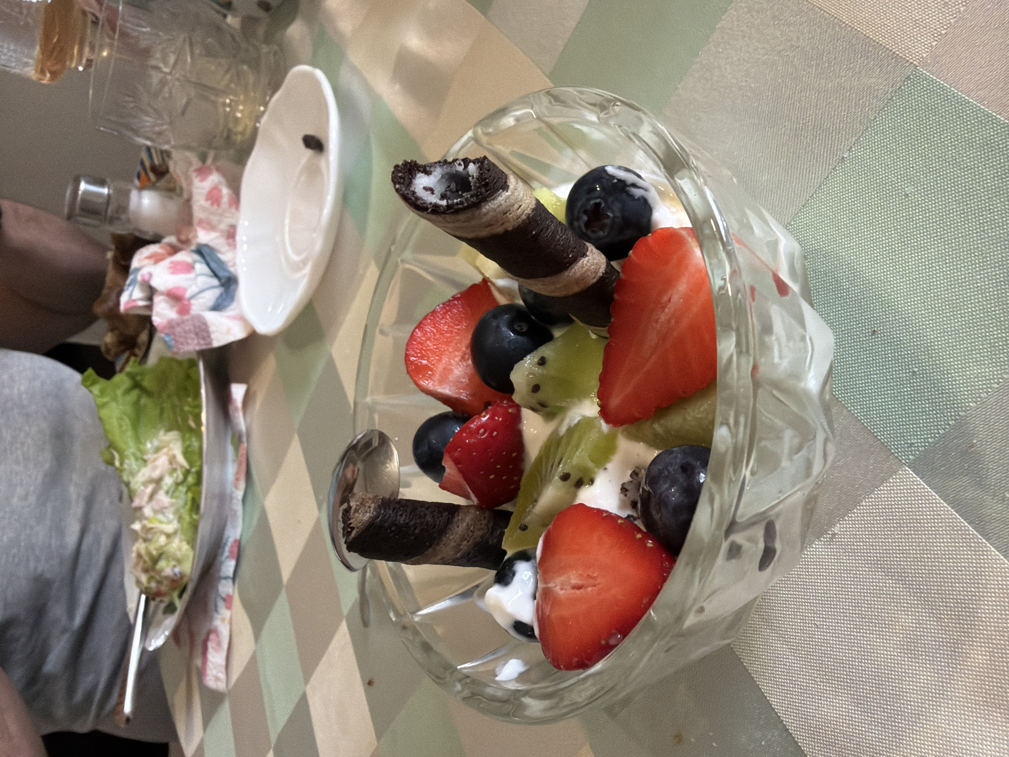 Fruit dessert enjoyed in Gabrovo café morning