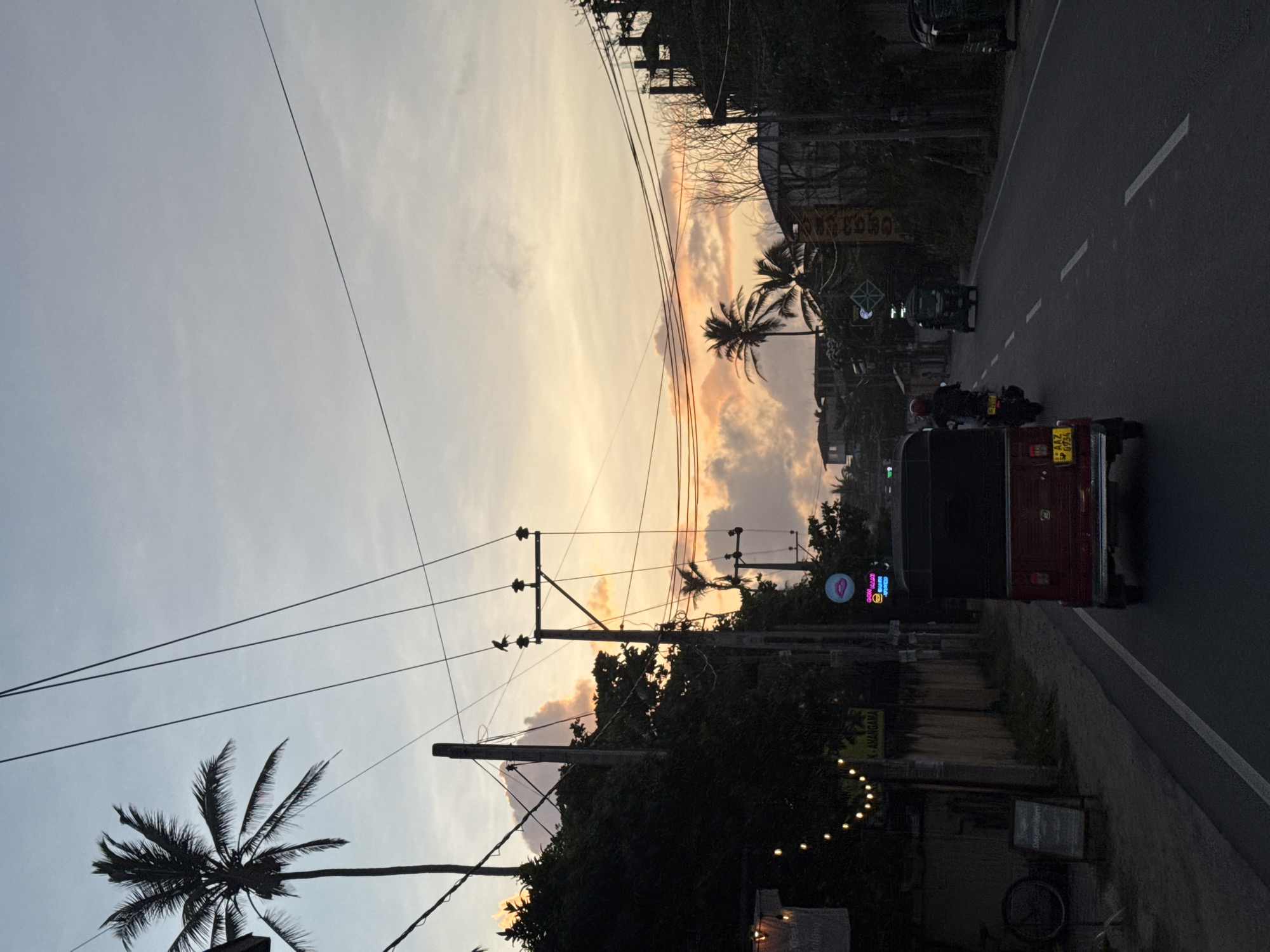 Sunset dinner and streets in Ahangama, Sri Lanka
