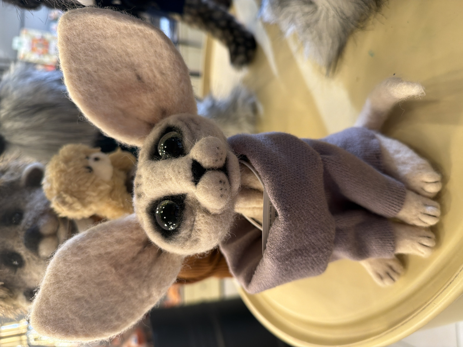 Handcrafted animal toys displayed at Saint Petersburg retail location