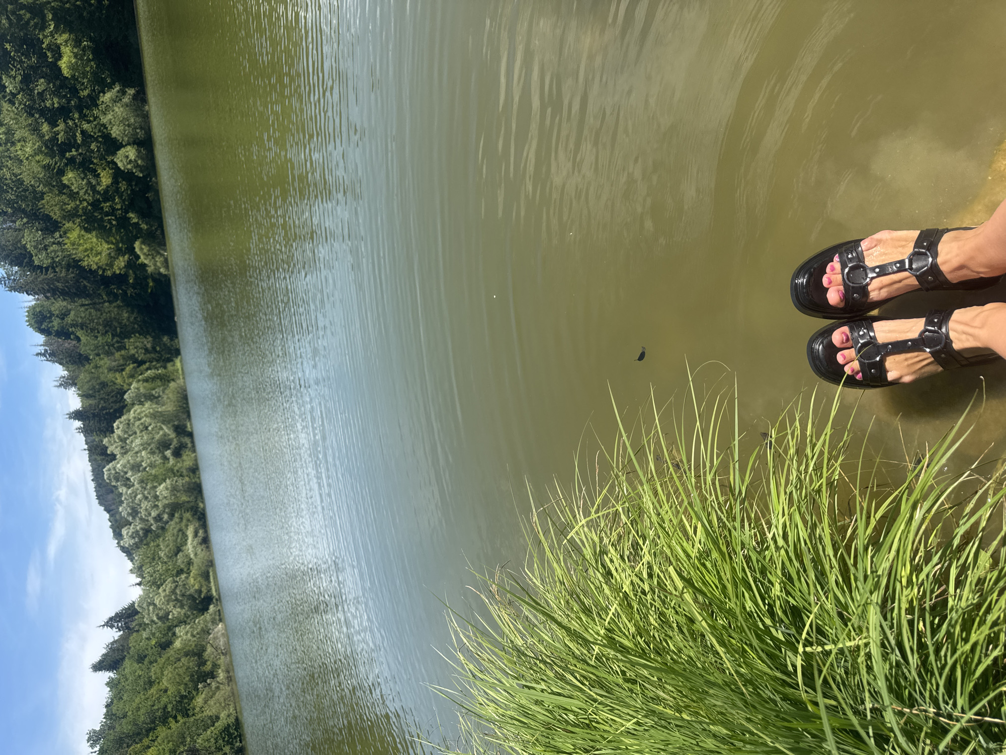 Sunny lakeside stop in Coteaux du Lizon, France