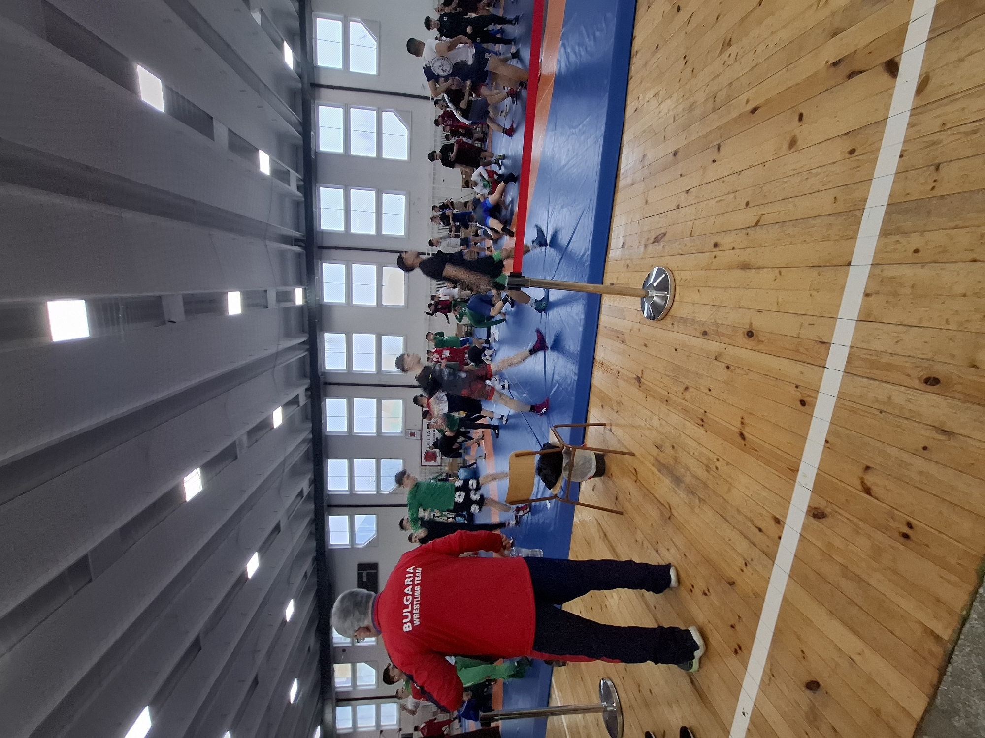 Wrestling practice observed at gymnasium in Vratsa, Bulgaria