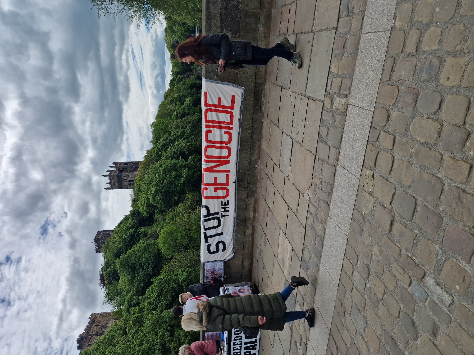 Genocide protest held near Durham Cathedral, UK