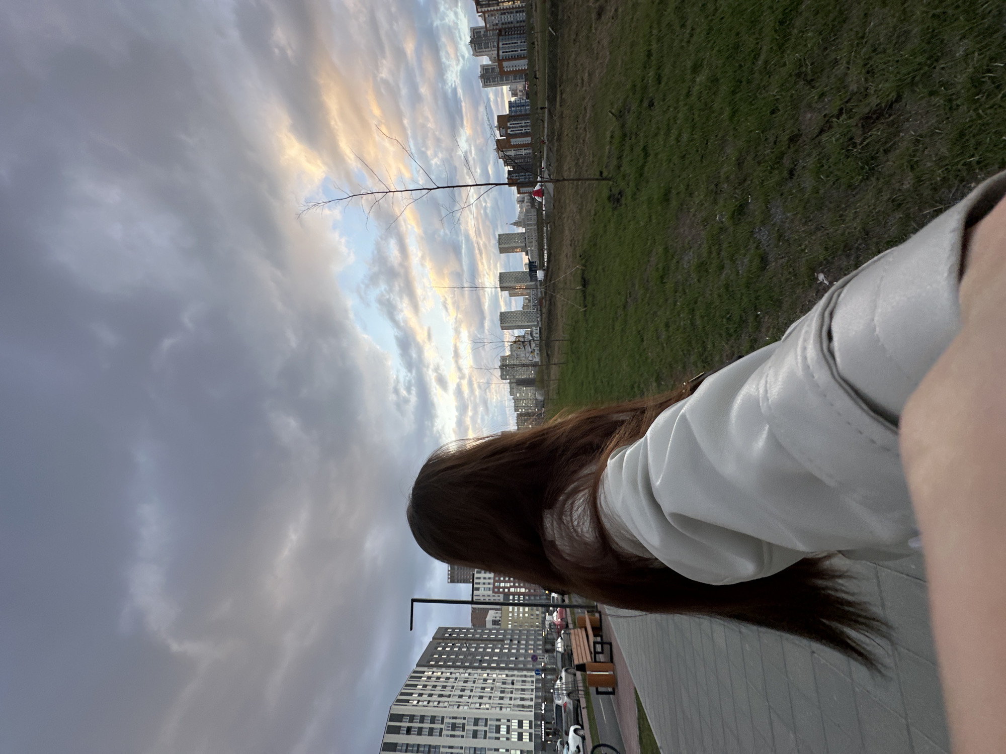 Woman takes selfie in Yekaterinburg park area