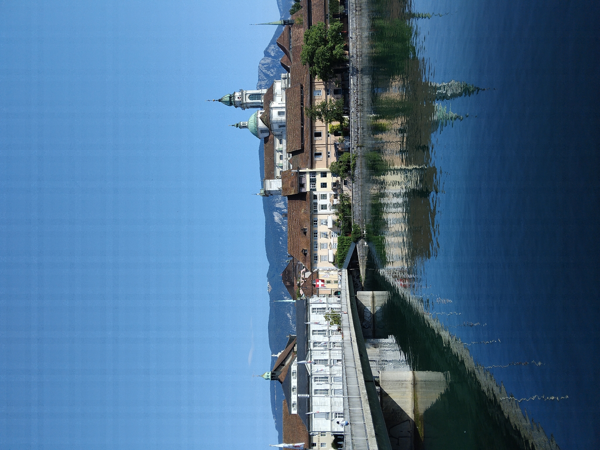 Aare River and Solothurn's historic waterfront on a clear morning