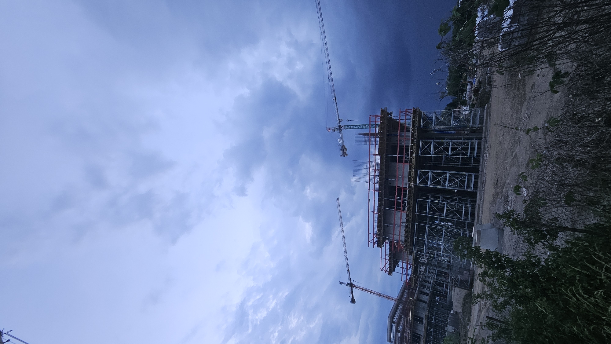 Storm clouds gather over Prešov construction sites and streets