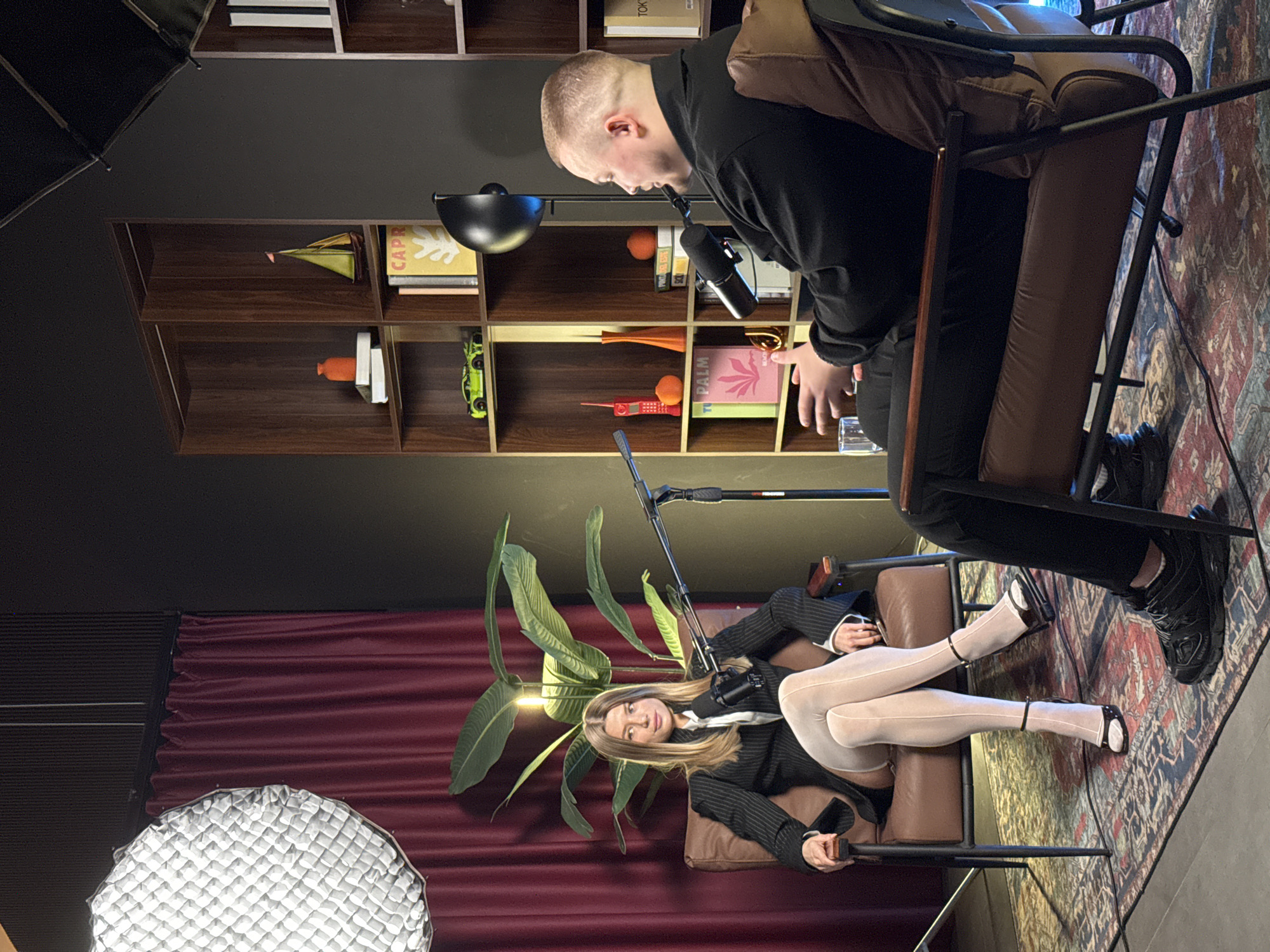 Podcast recording session captured in Warsaw studio Sunday morning