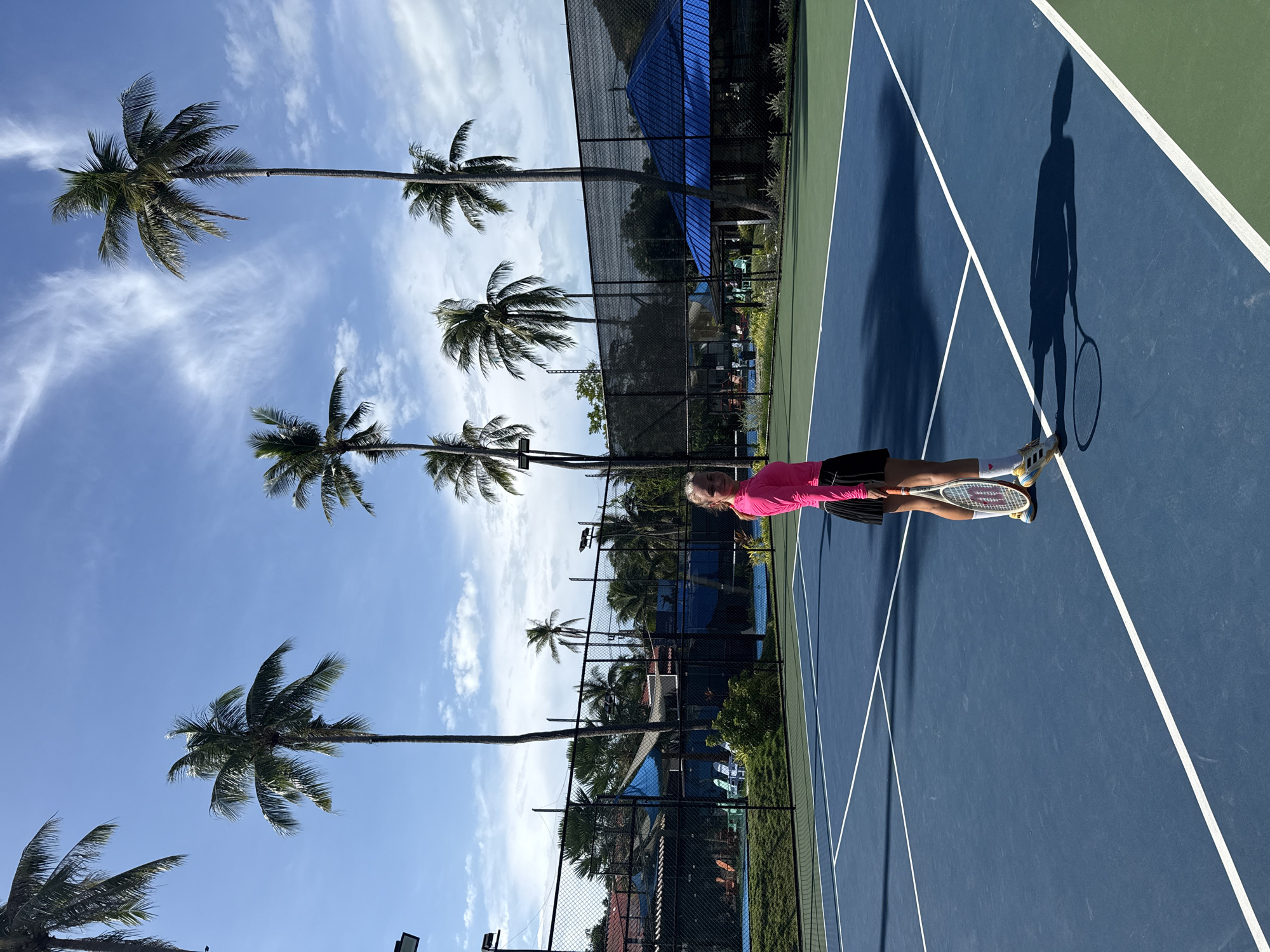 Early morning tennis session in Baan Plai Laem, Thailand