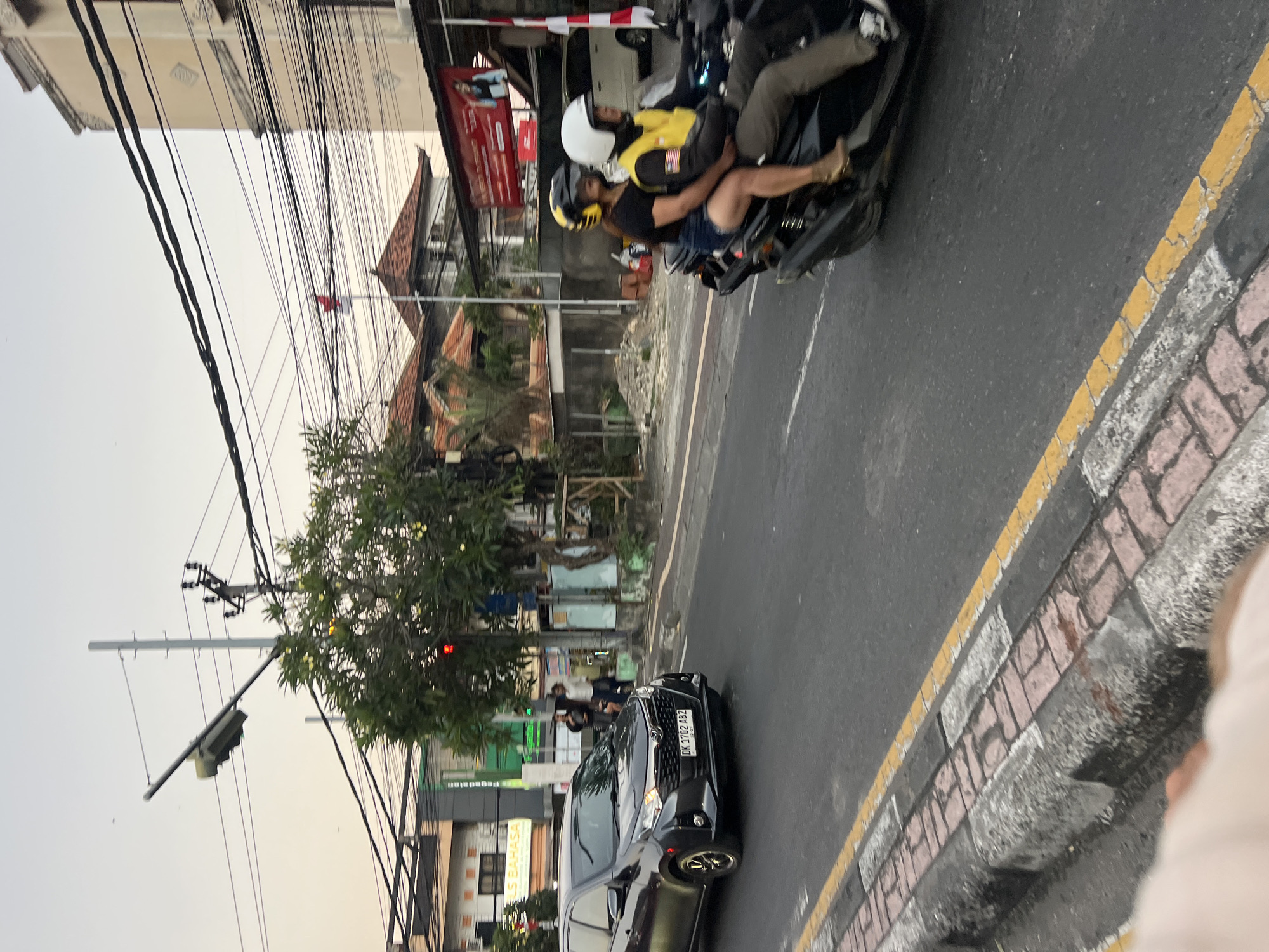Morning traffic jam on a busy Denpasar street