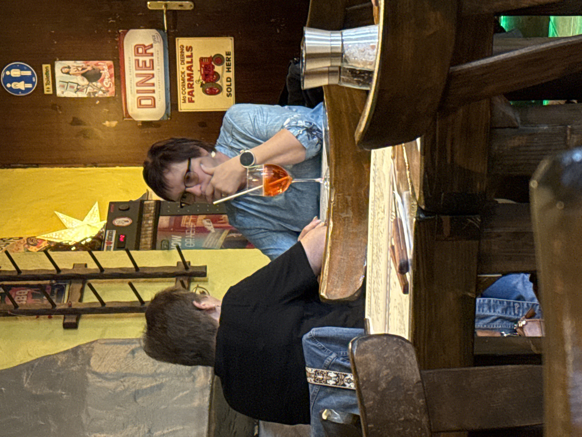 Two diners observed at restaurant in Junglinster, Luxembourg