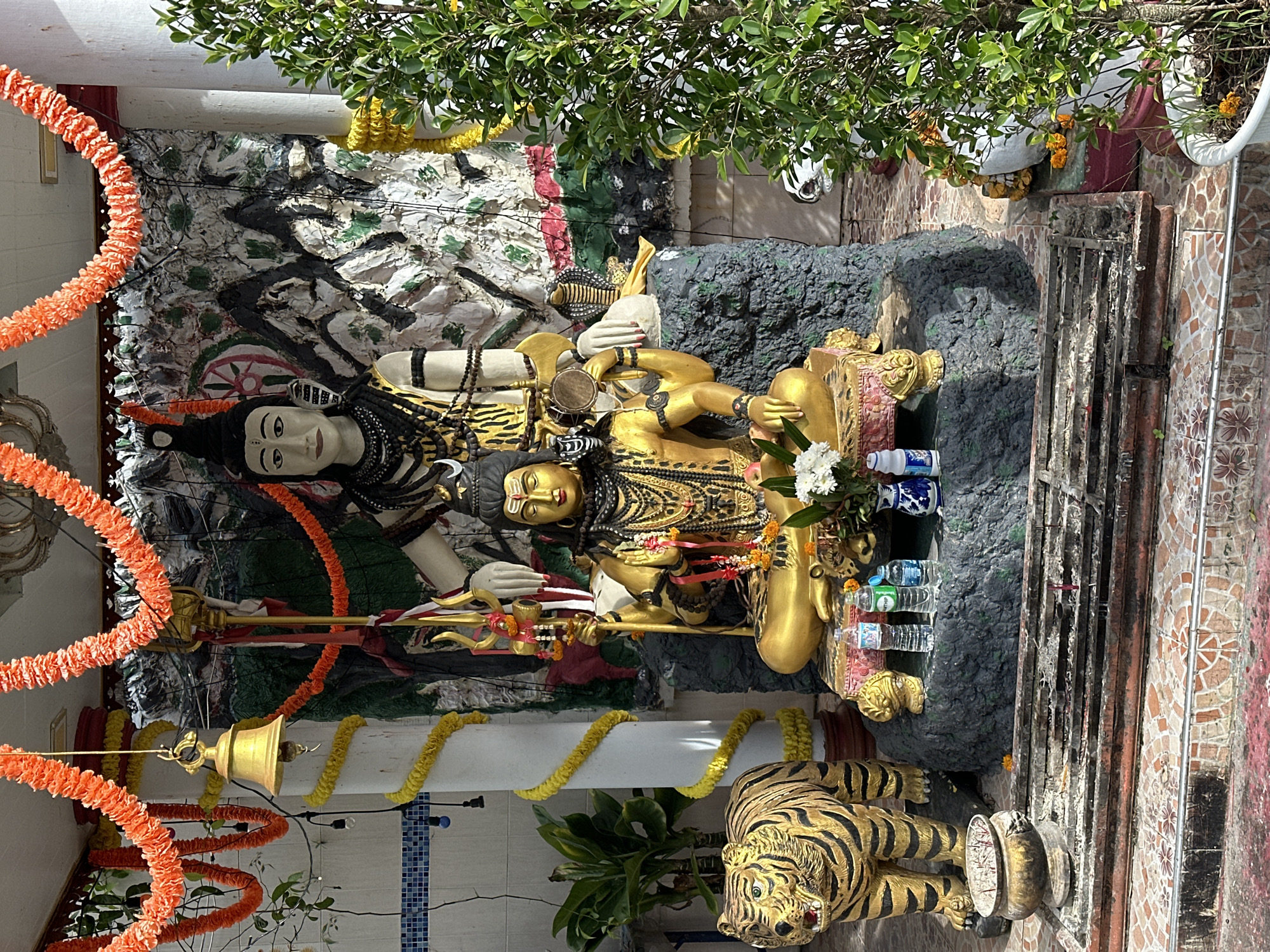 Hindu temple shrines and surroundings, Shiva and Kali on display