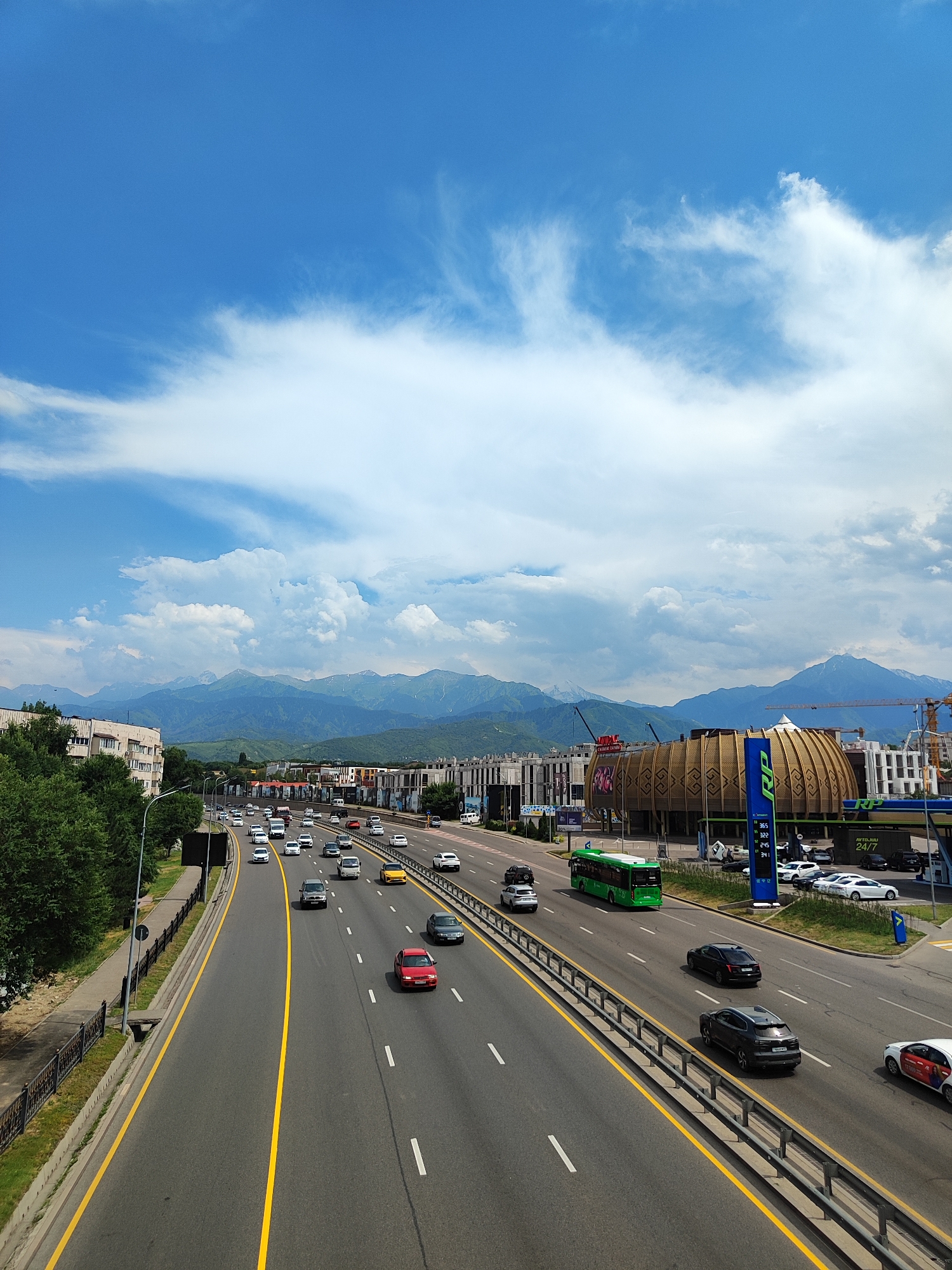 Morning around Almaty — highways, parks, and a small dog