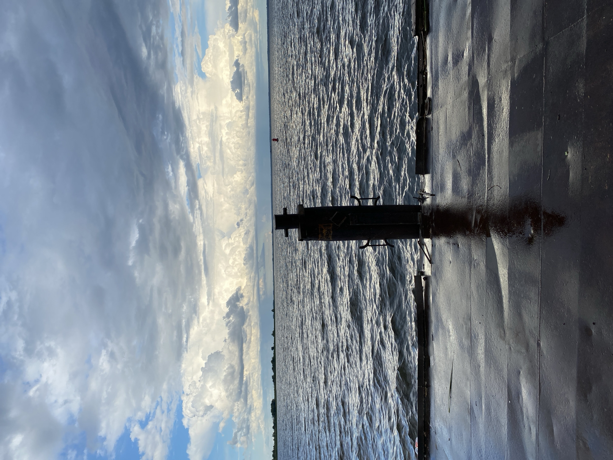 Out on the water from a wet pier deck