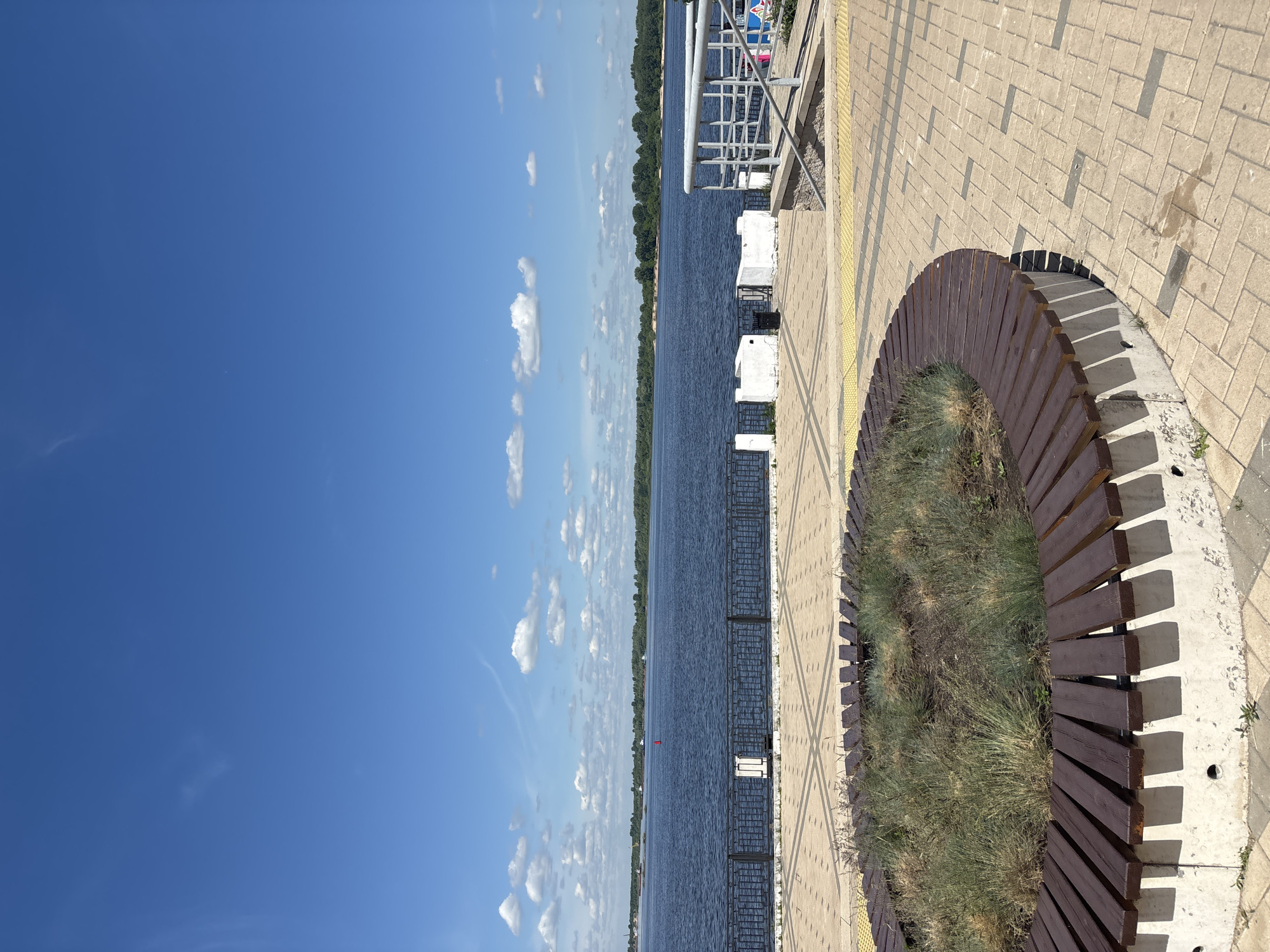 Morning riverfront documentation captured in sunny Nizhny Novgorod