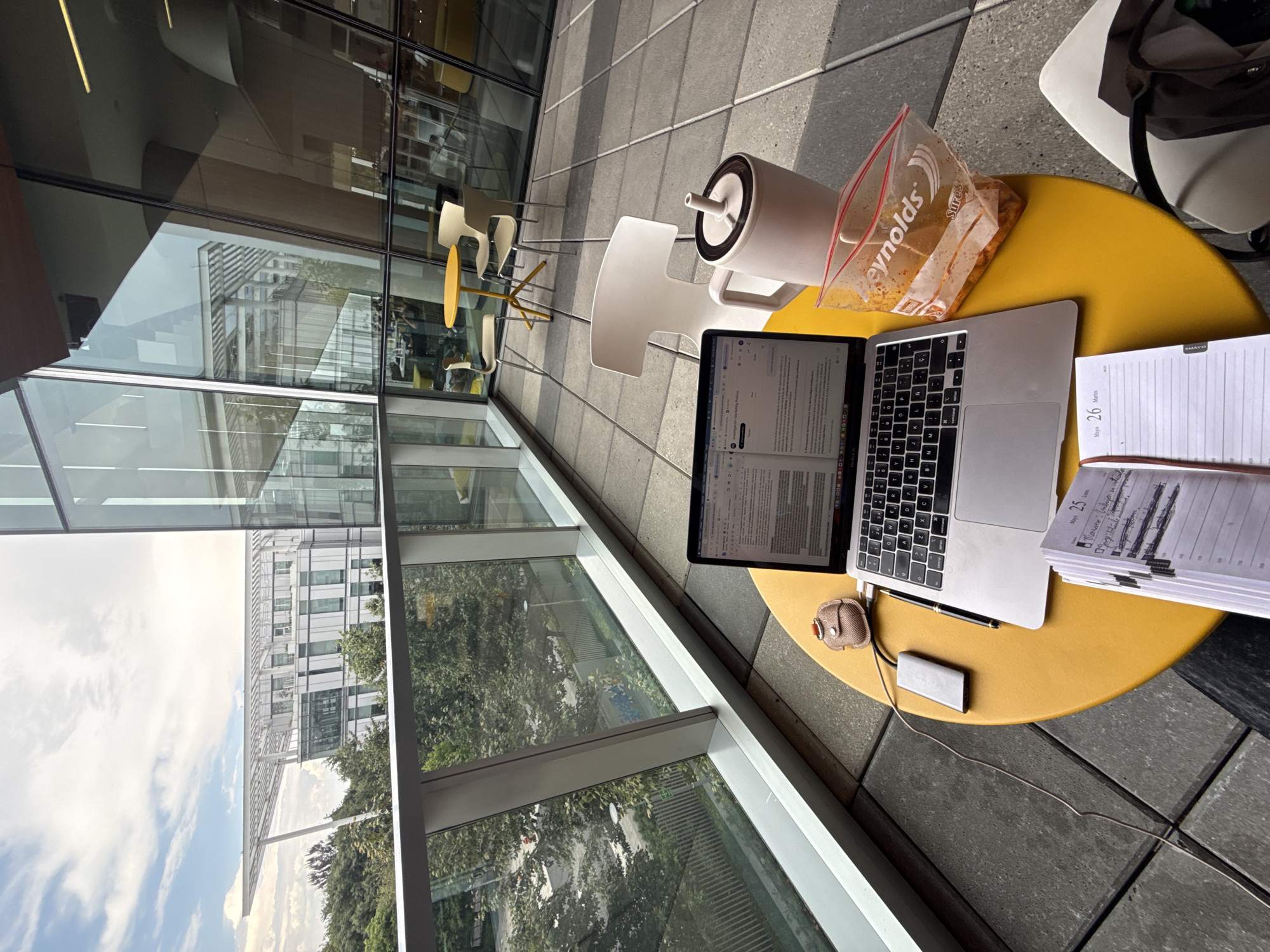 Evening patio workspace documented in Mexico City