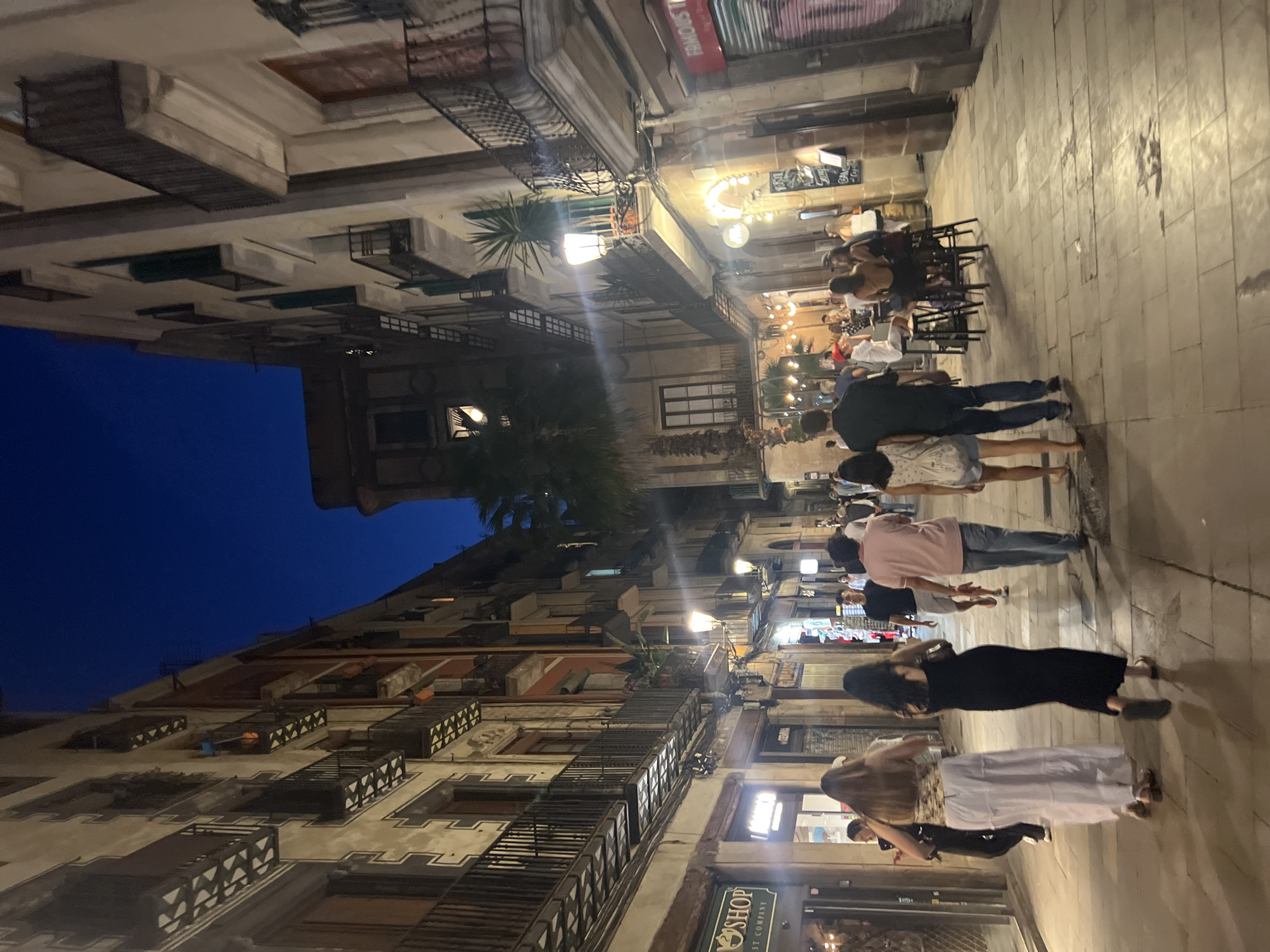 Evening street life documented across Barcelona's Gothic Quarter