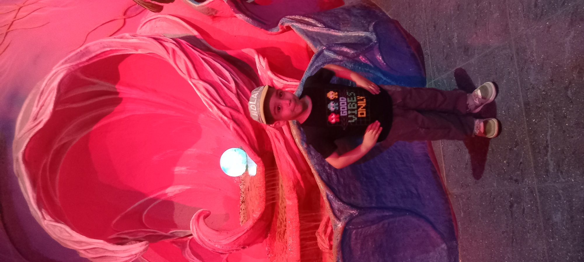 Boy visits aquarium at Krasnodar shopping mall morning outing