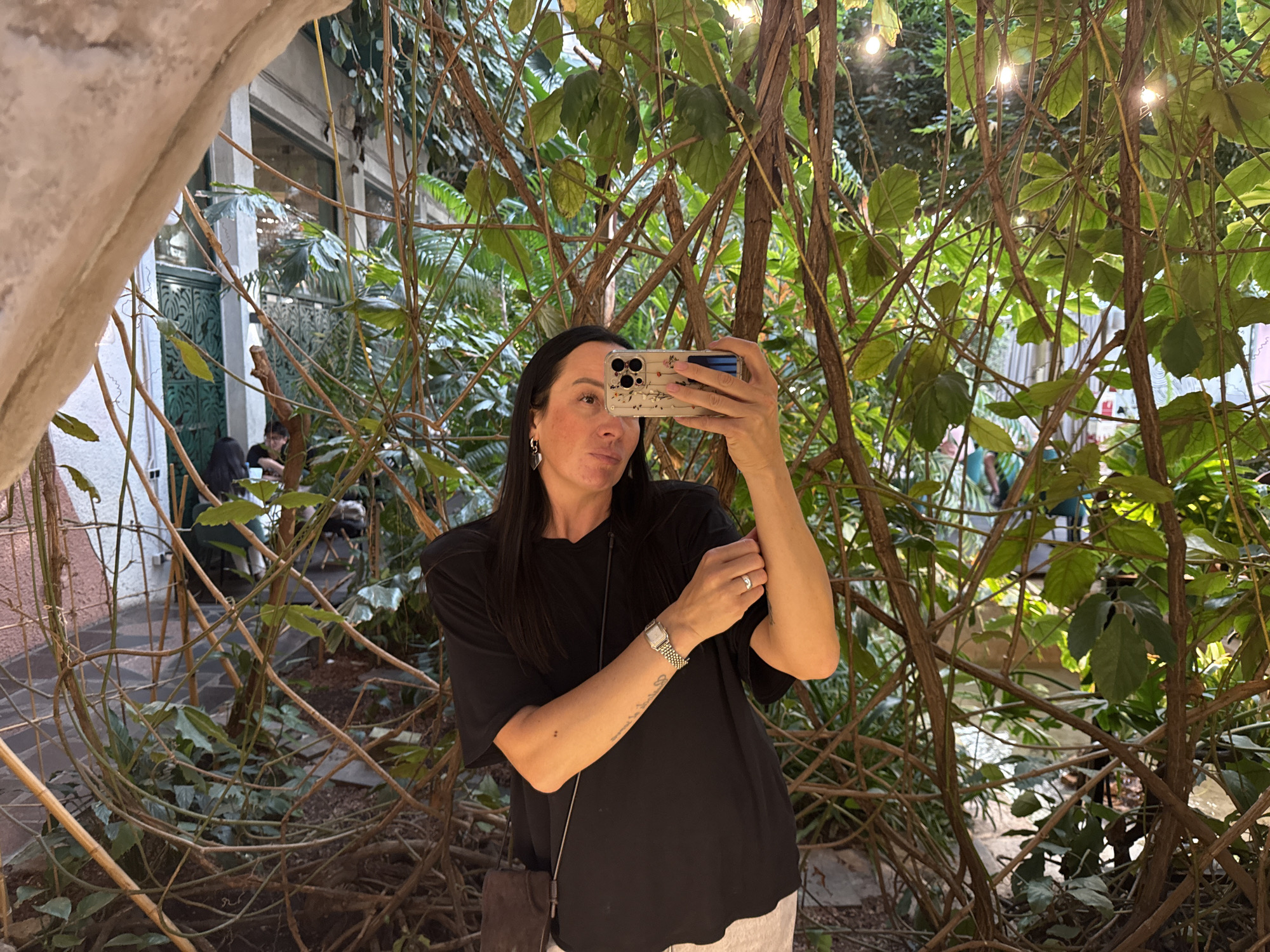 Afternoon at a plant-filled Saint Petersburg café near Nevsky