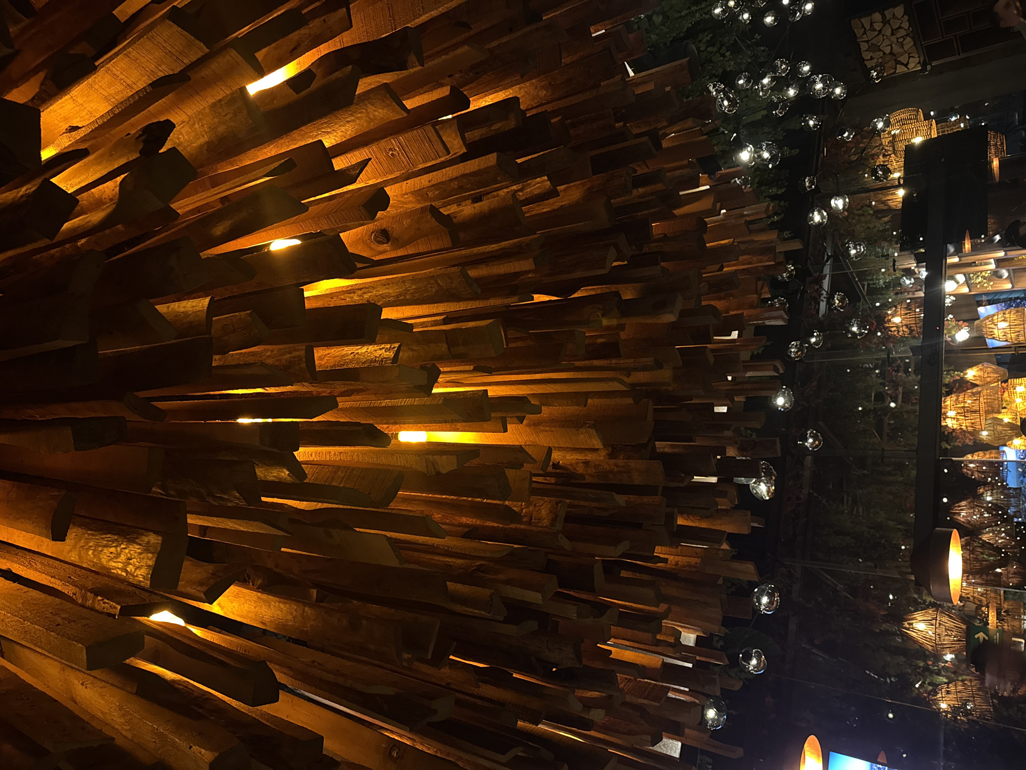 Late night dining at decorated restaurant in Tlaxcalancingo