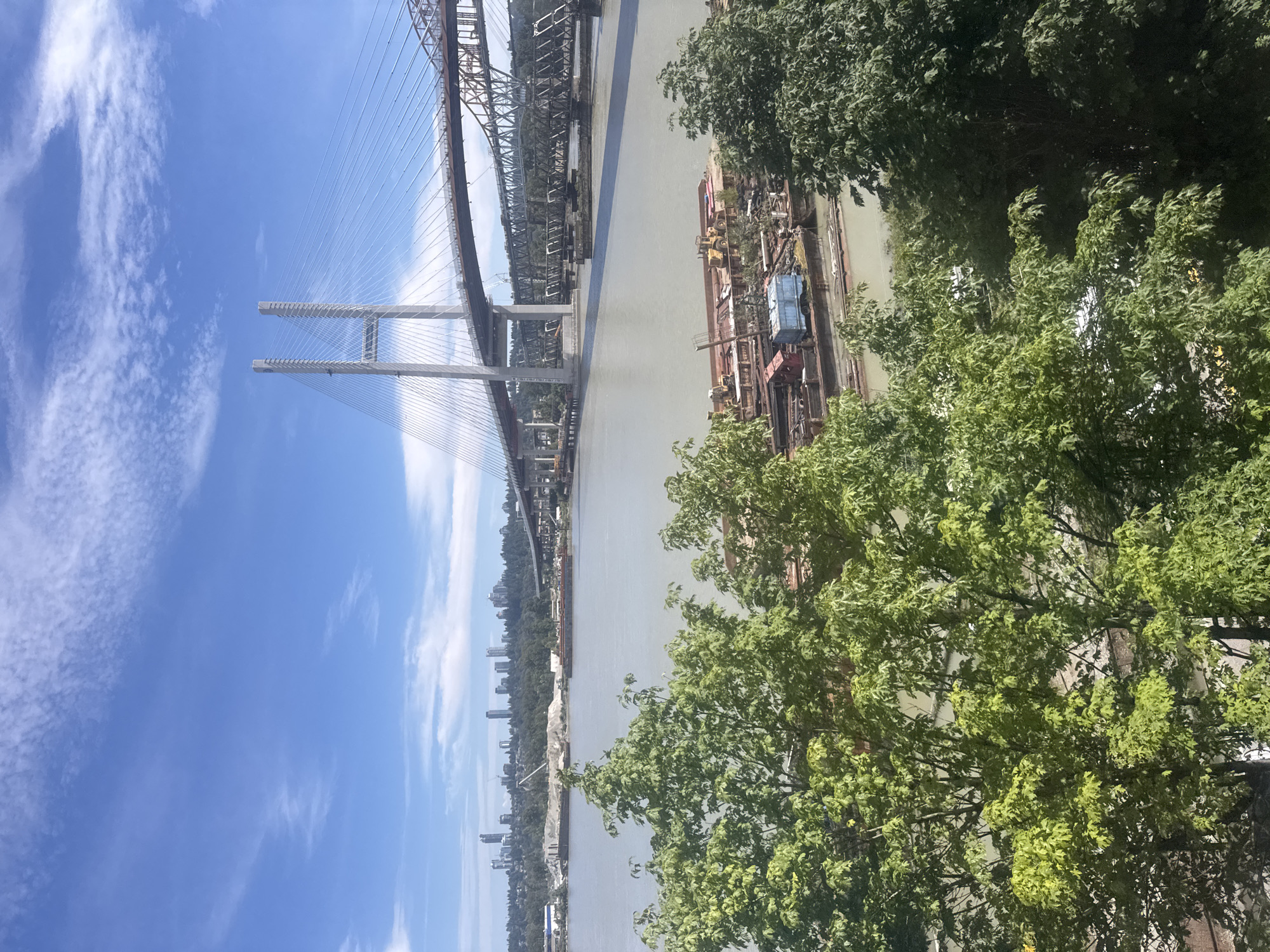 Two generations of bridges cross the Fraser River in New Westminster
